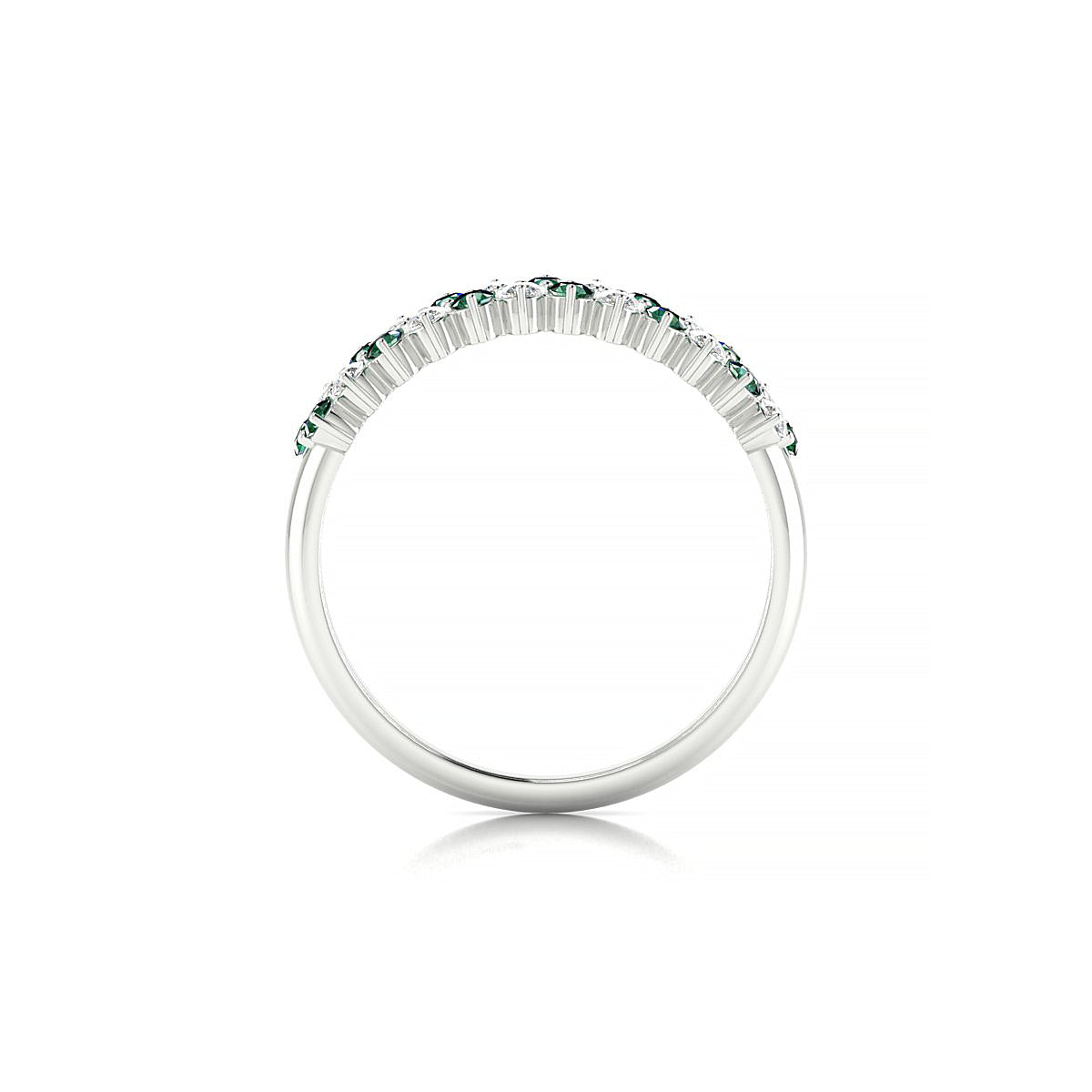 Valentine | 18k White Gold 1.7 mm Round Emerald Ring