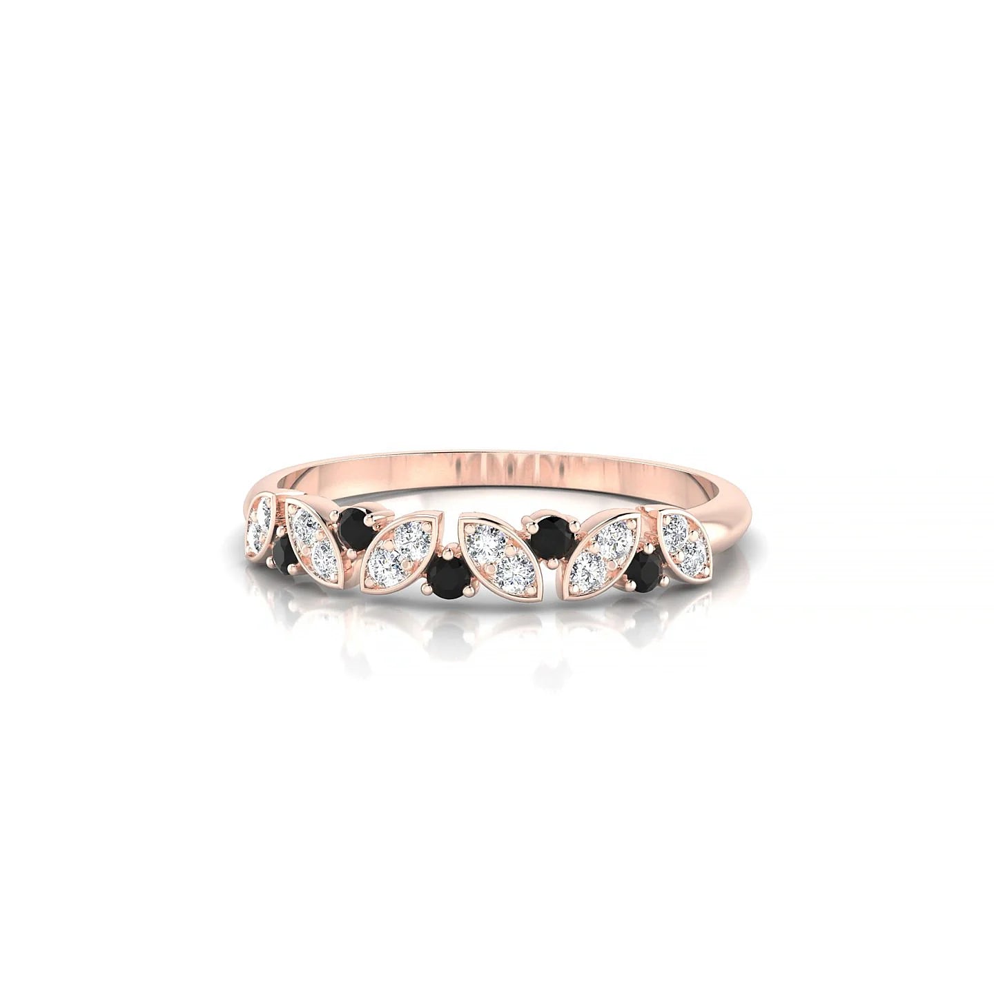 Veil | 18k Rose Gold 1.5 mm Round Black Diamond Ring