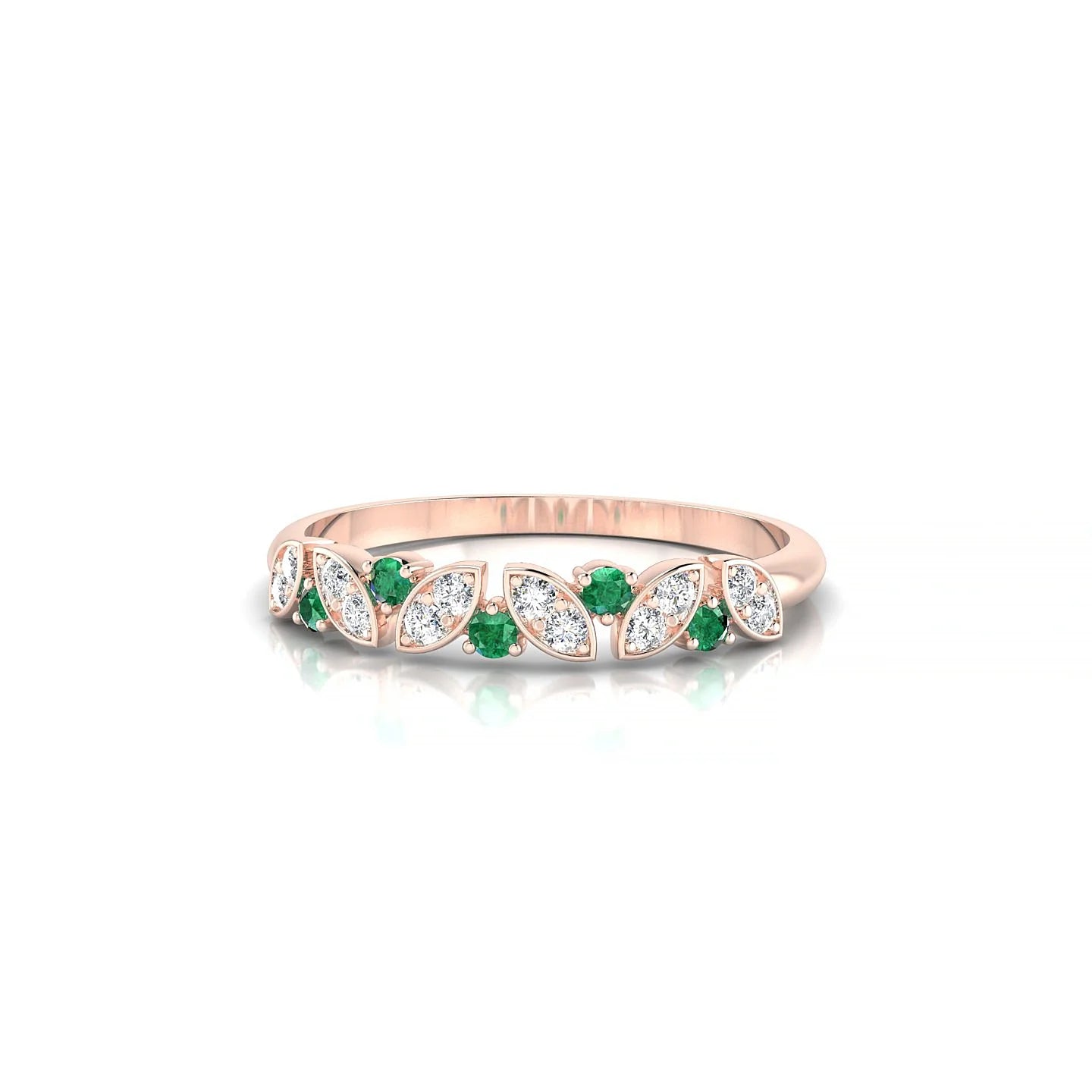 Veil | 18k Rose Gold 1.5 mm Round Emerald Ring