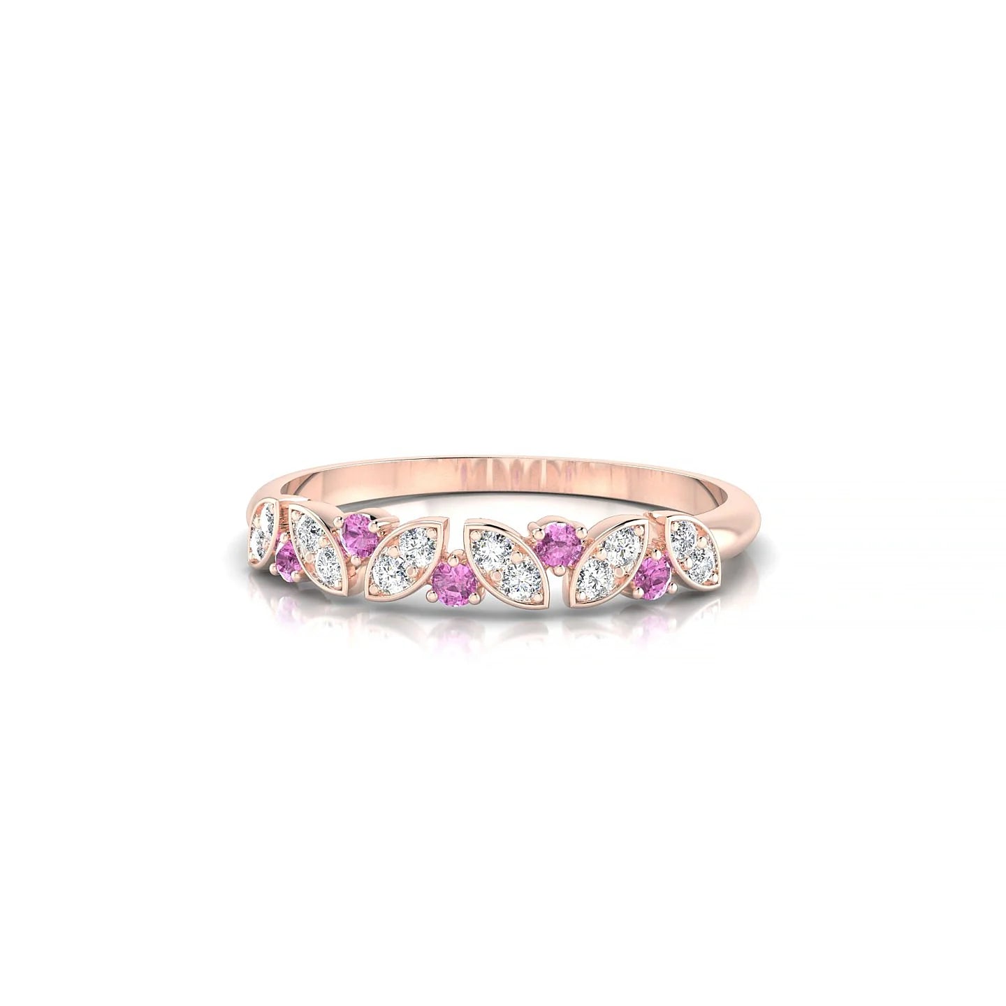 Veil | 18k Rose Gold 1.5 mm Round Pink Sapphire Ring