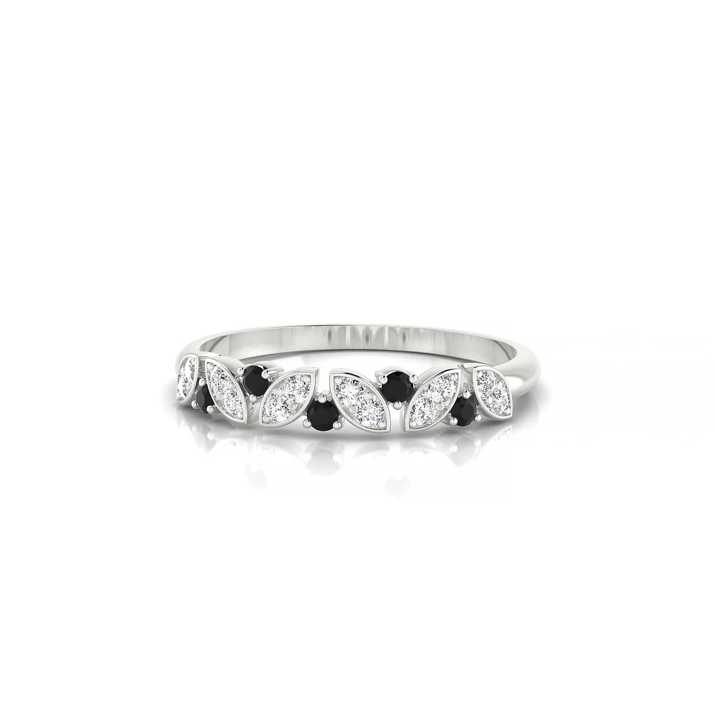 Veil | 18k White Gold 1.5 mm Round Black Diamond Ring