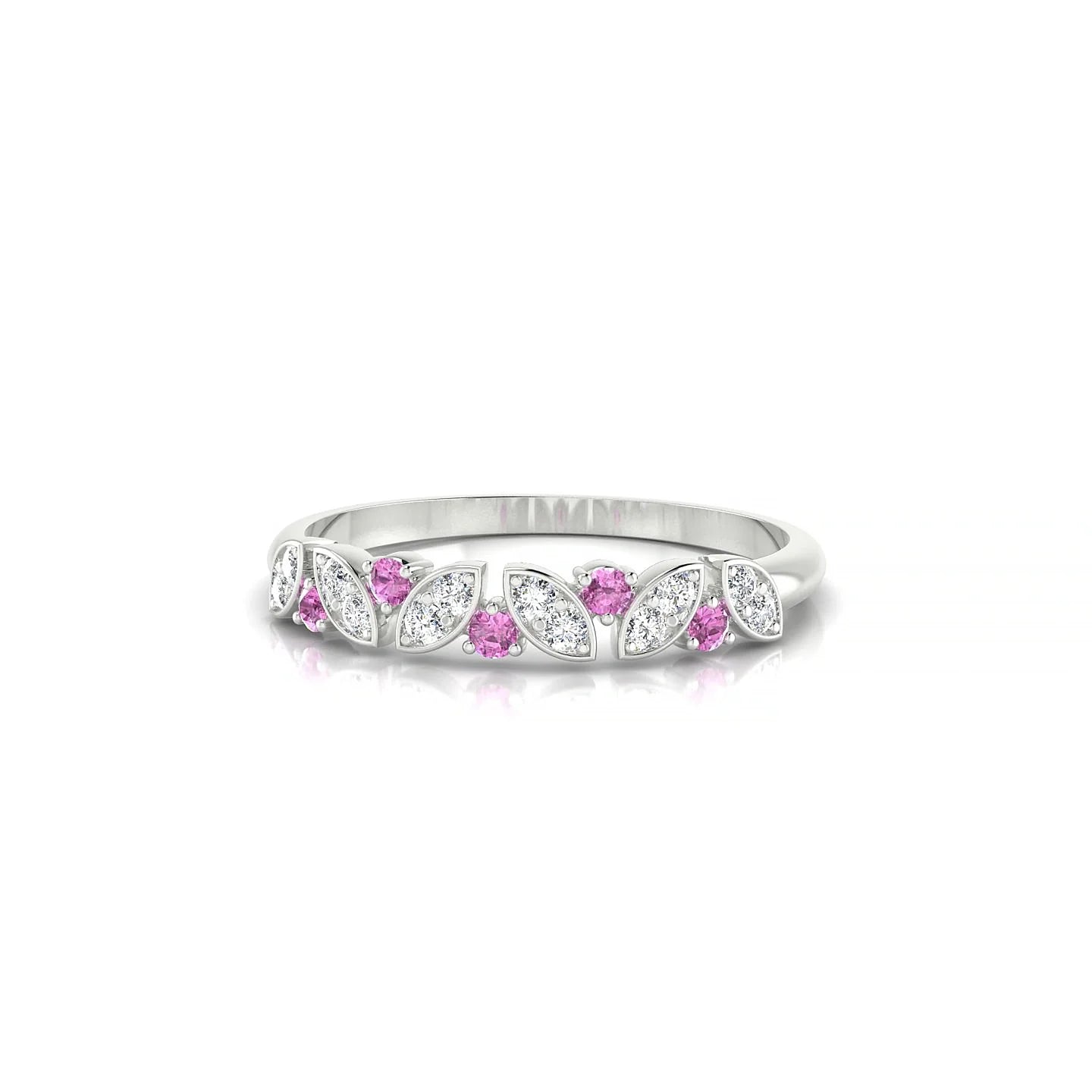 Veil | 18k White Gold 1.5 mm Round Pink Sapphire Ring