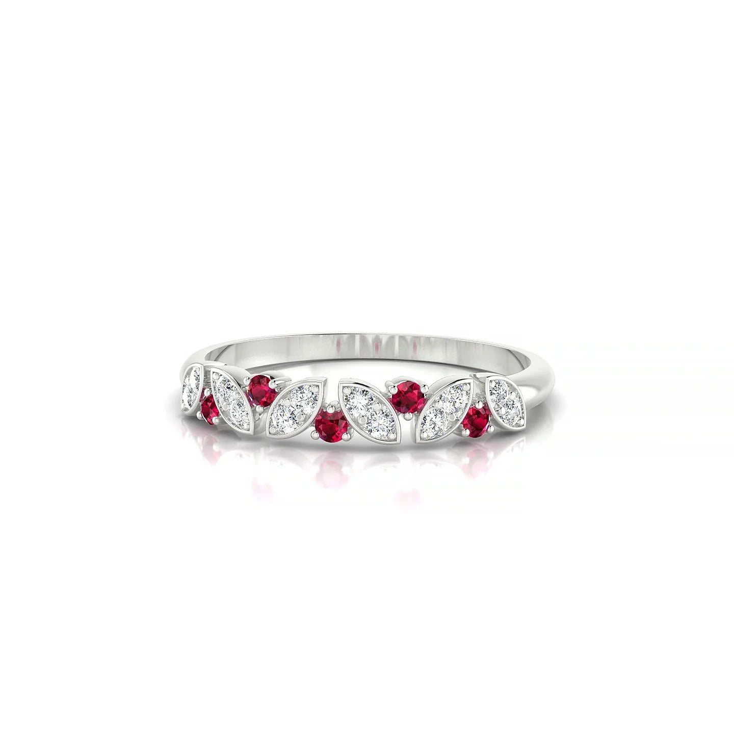 Veil | 18k White Gold 1.5 mm Round Ruby Ring