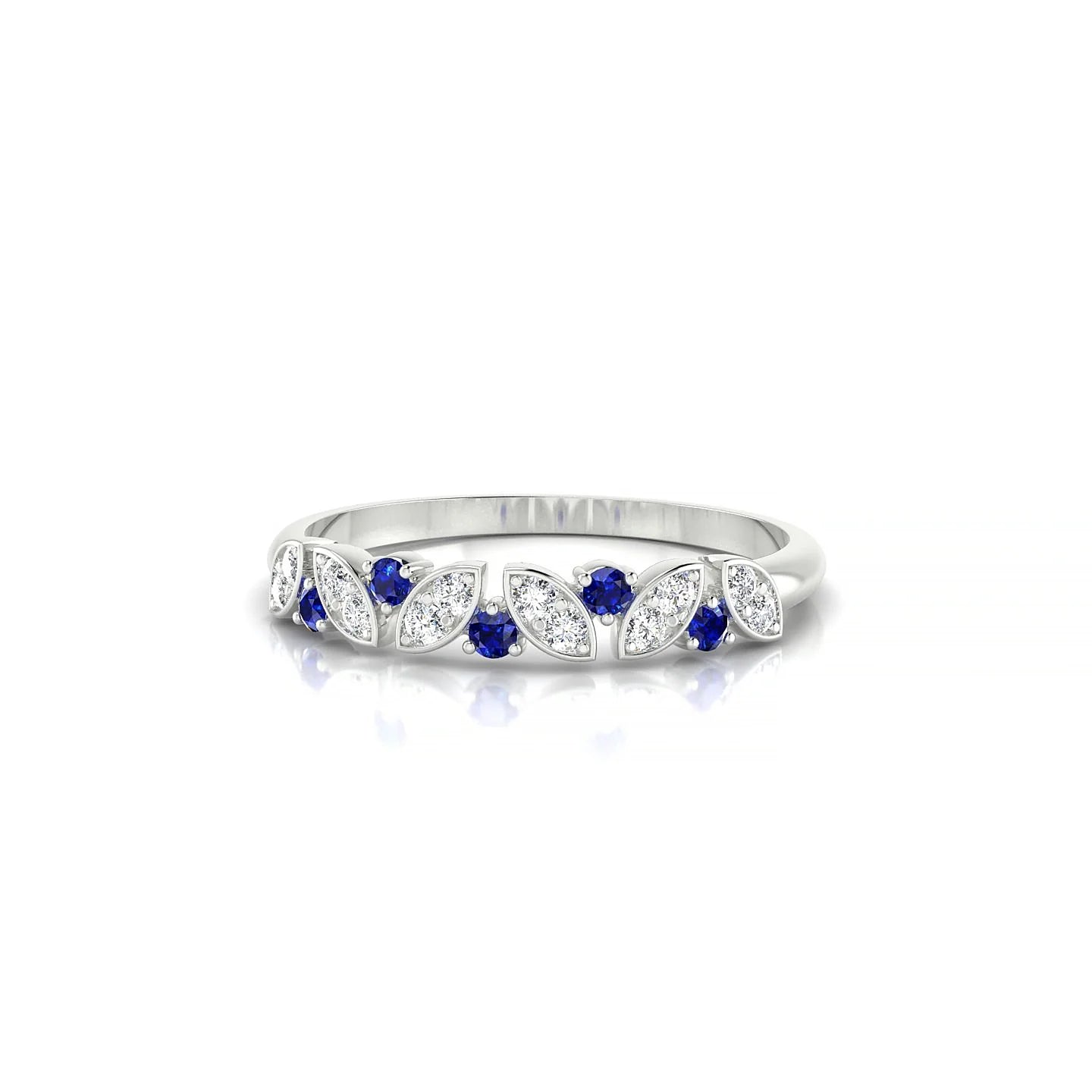 Veil | 18k White Gold 1.5 mm Round Sapphire Ring