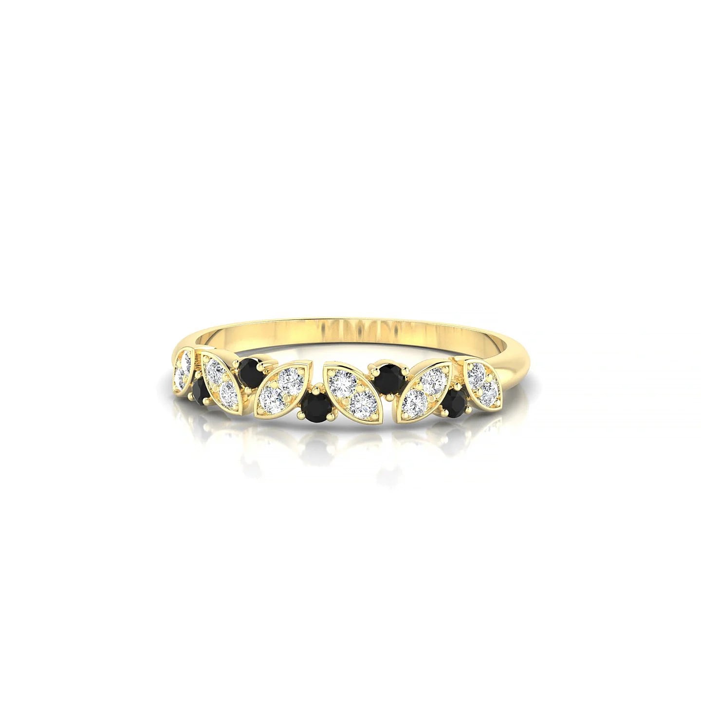Veil | 18k Yellow Gold 1.5 mm Round Black Diamond Ring