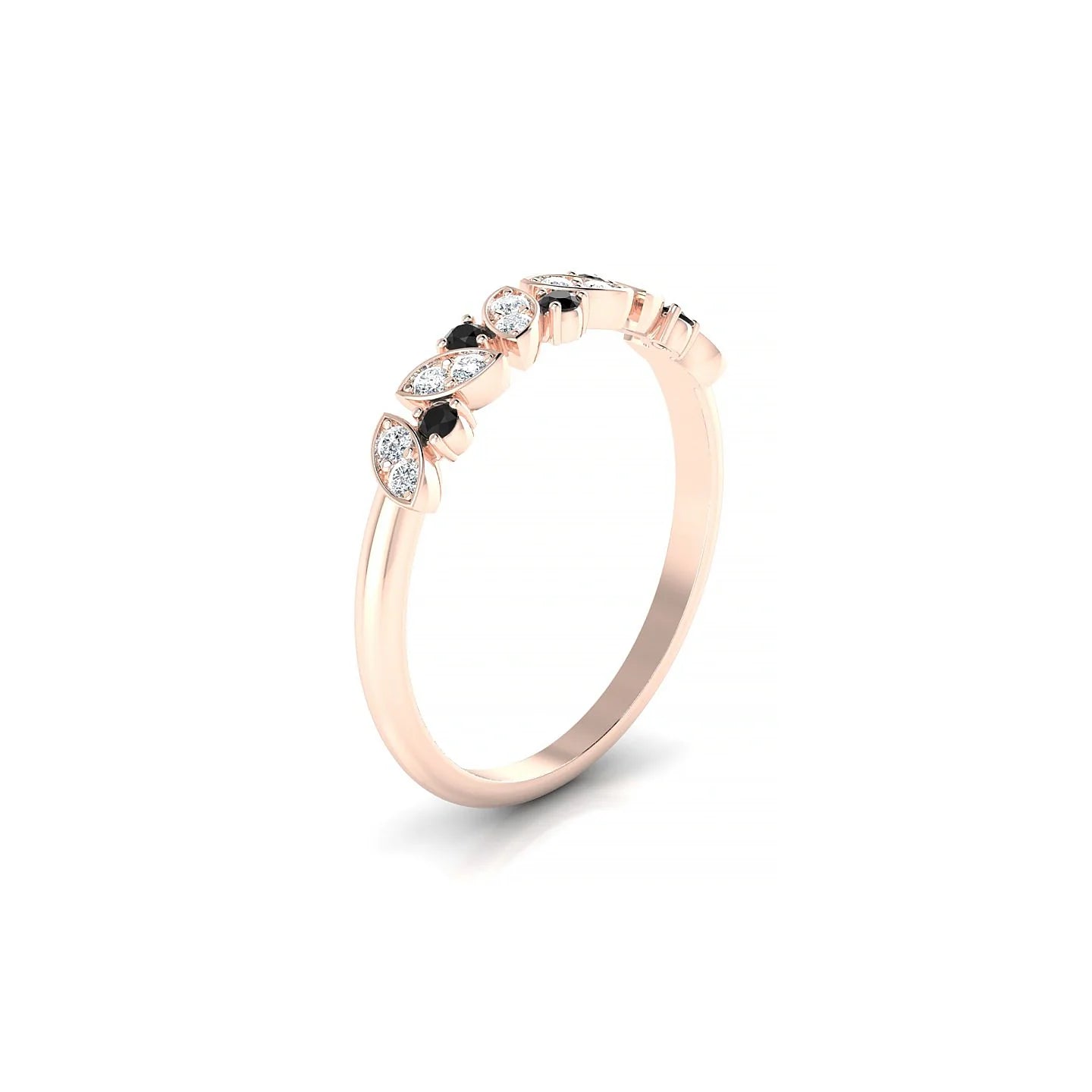 Veil | 18k Rose Gold 1.5 mm Round Black Diamond Ring