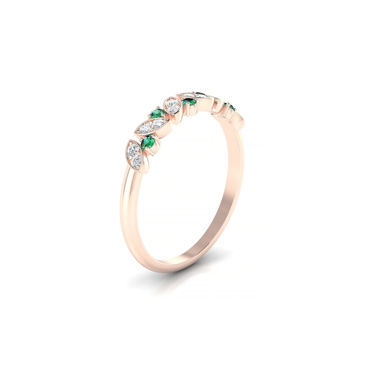 Veil | 18k Rose Gold 1.5 mm Round Emerald Ring