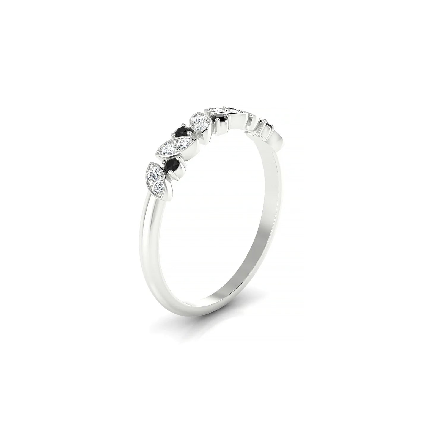 Veil | 18k White Gold 1.5 mm Round Black Diamond Ring