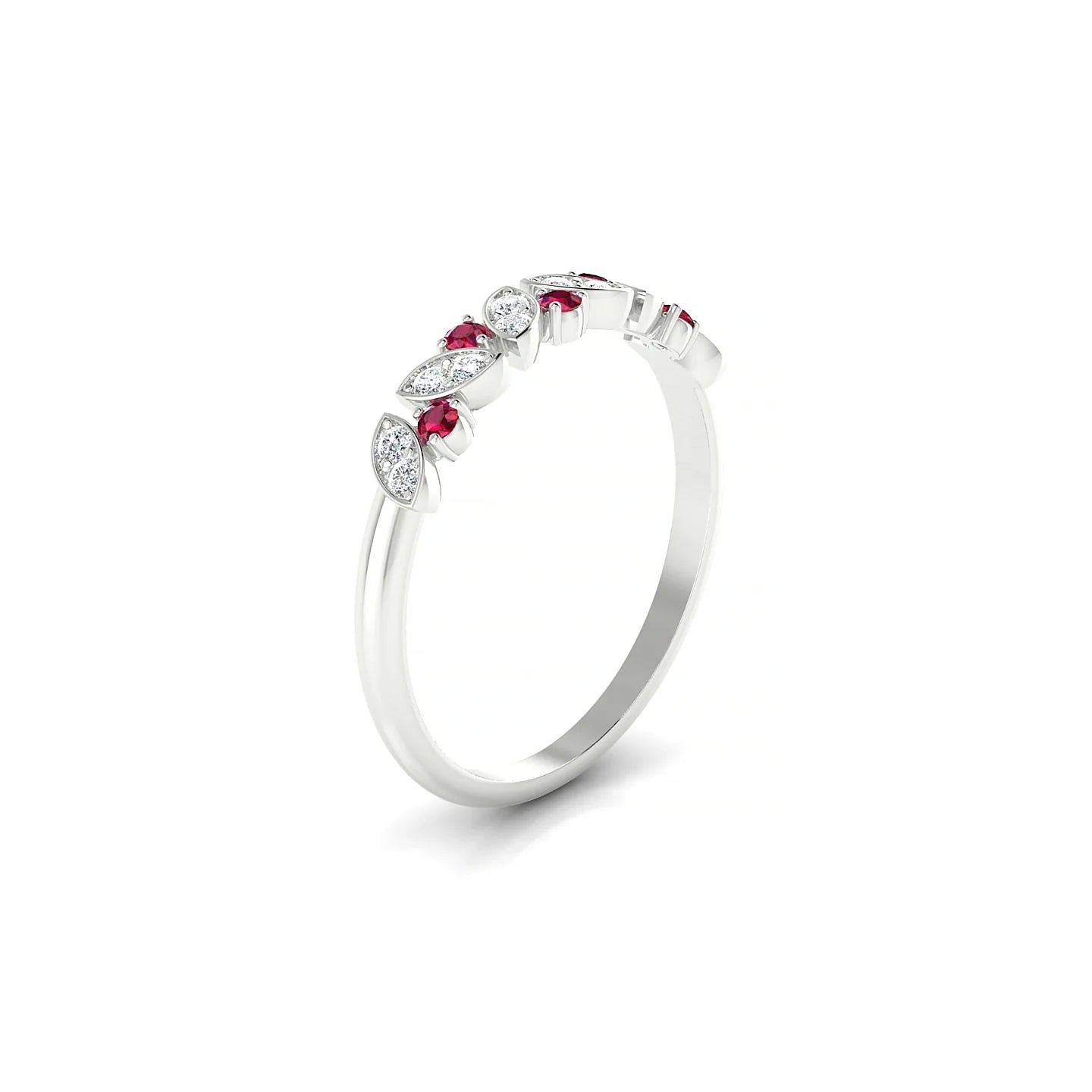 Veil | 18k White Gold 1.5 mm Round Ruby Ring