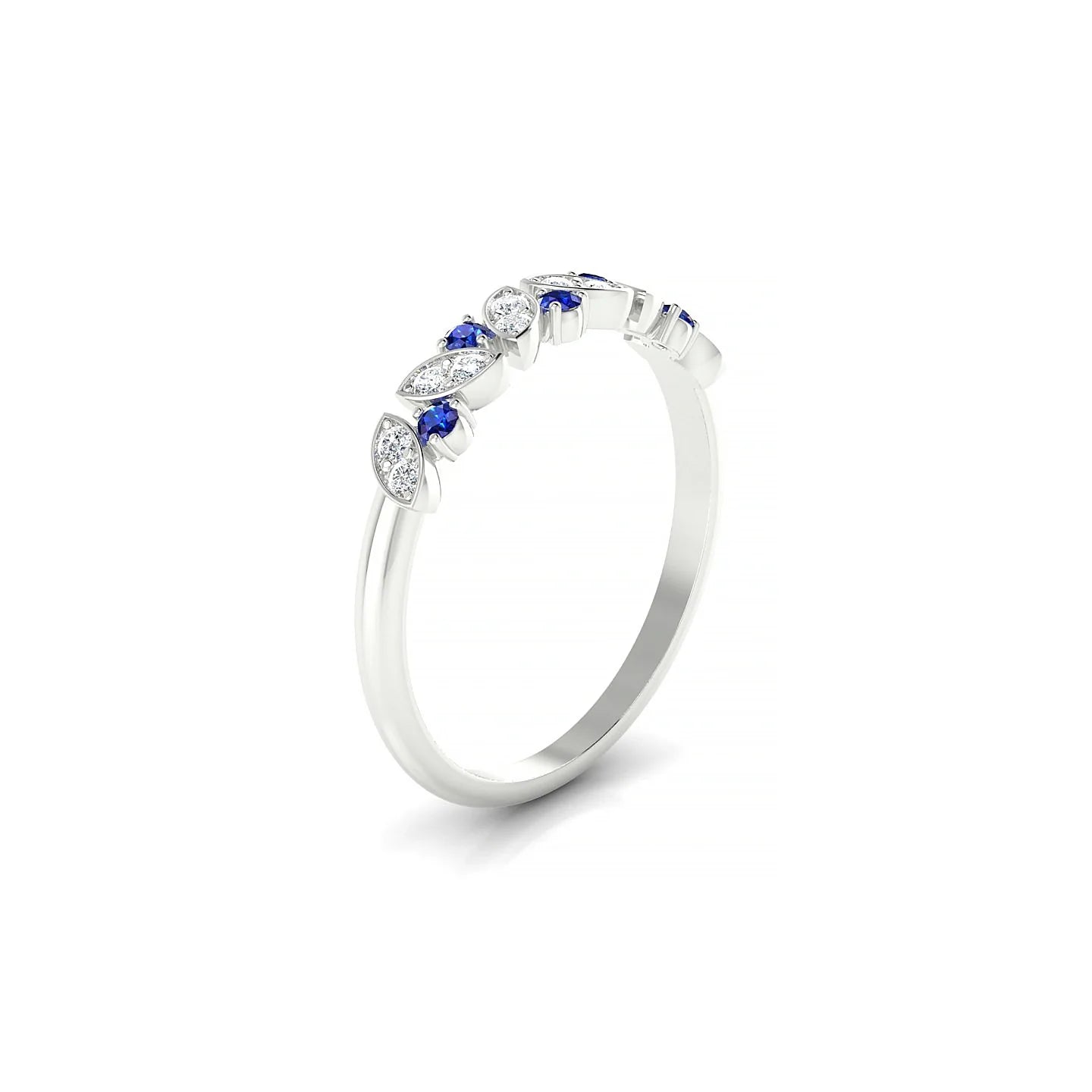 Veil | 18k White Gold 1.5 mm Round Sapphire Ring