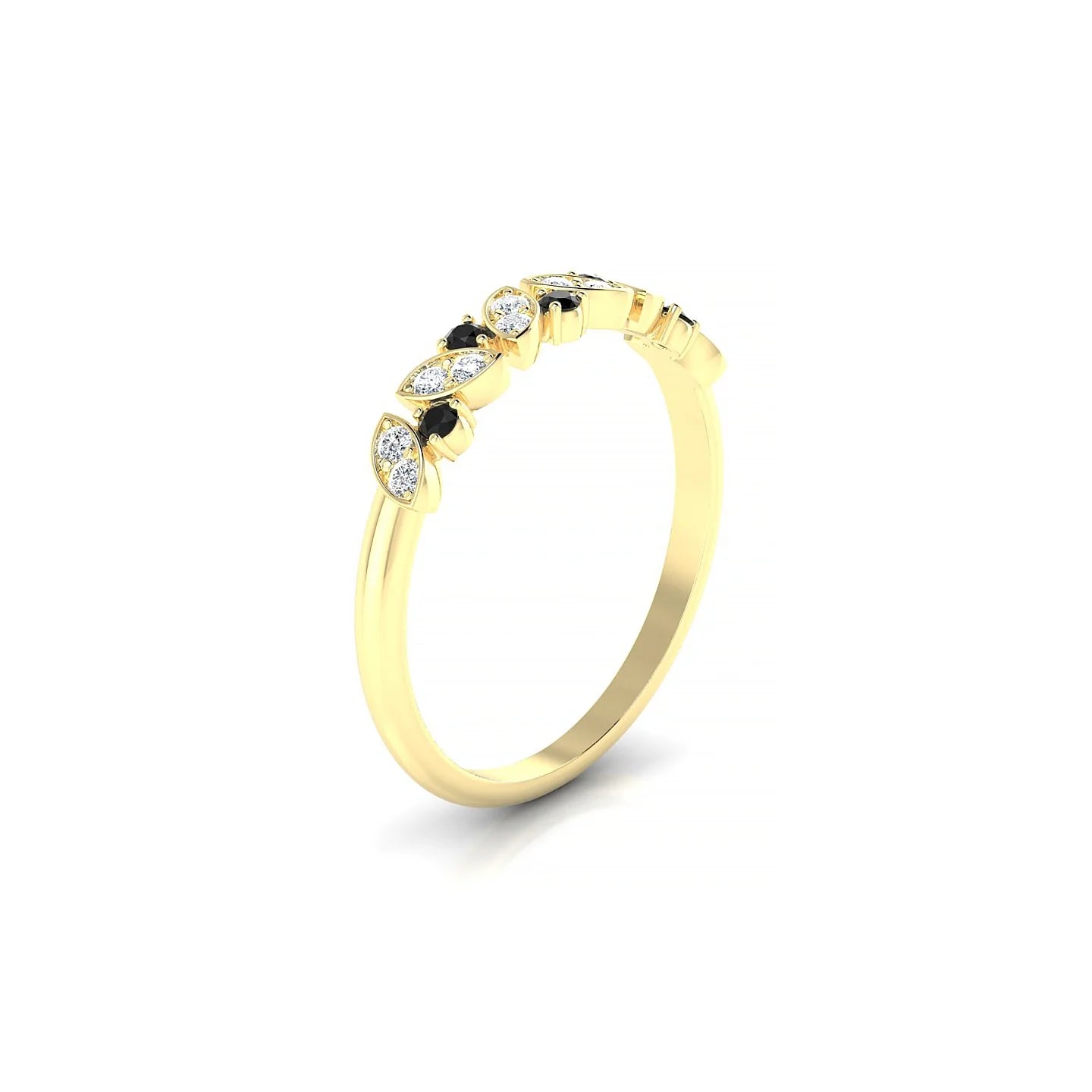 Veil | 18k Yellow Gold 1.5 mm Round Black Diamond Ring