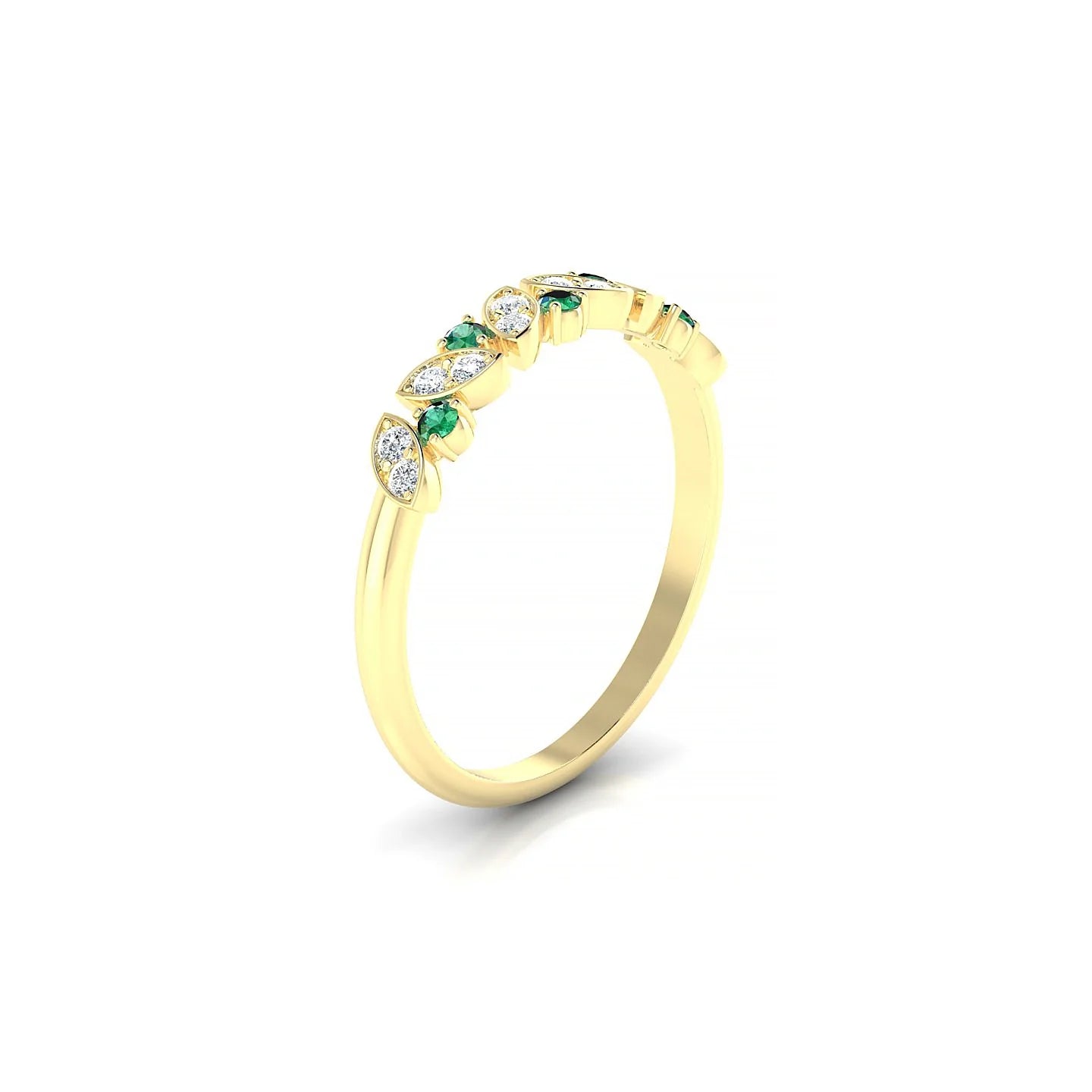 Veil | 18k Yellow Gold 1.5 mm Round Emerald Ring