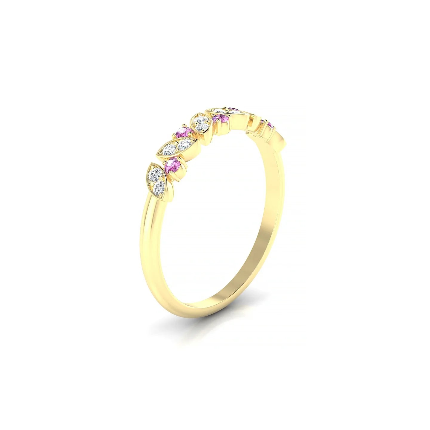 Veil | 18k Yellow Gold 1.5 mm Round Pink Sapphire Ring