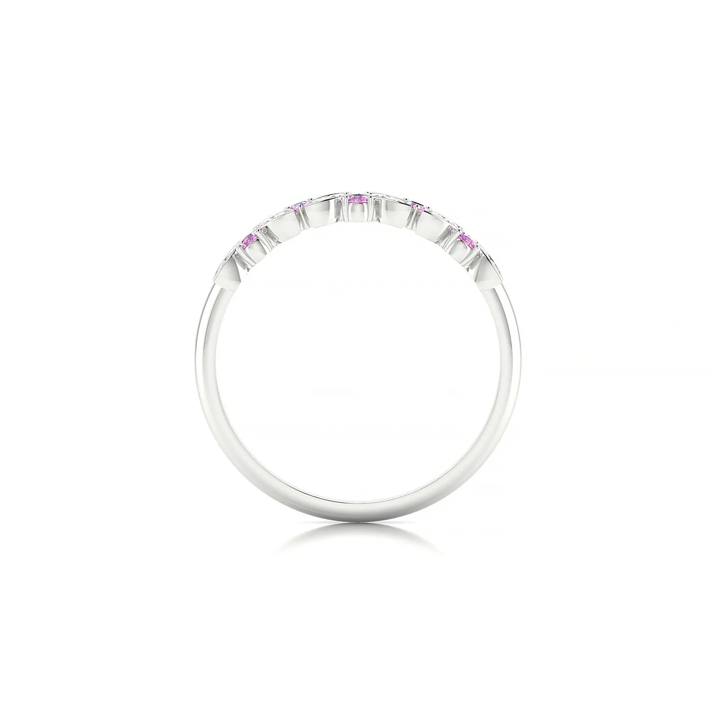 Veil | 18k White Gold 1.5 mm Round Pink Sapphire Ring