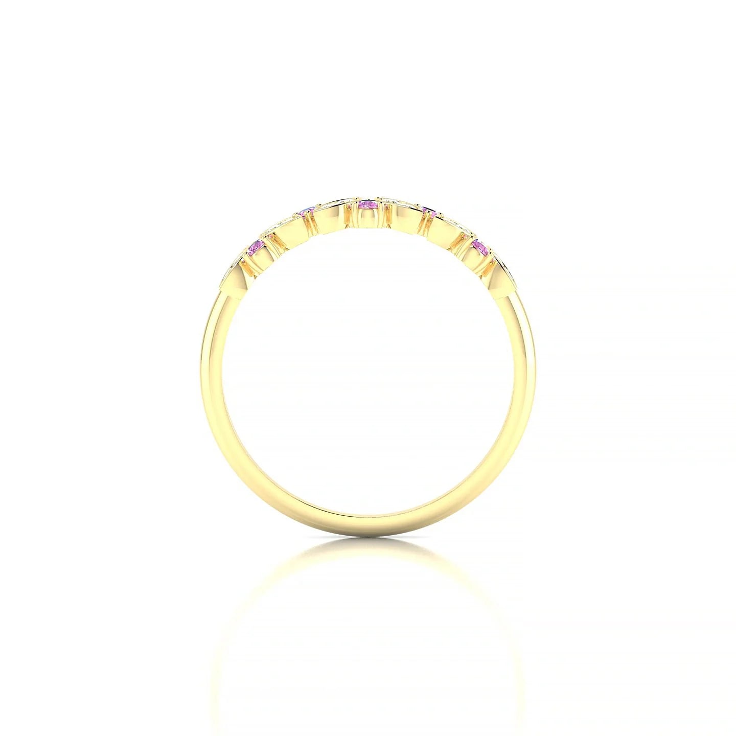 Veil | 18k Yellow Gold 1.5 mm Round Pink Sapphire Ring