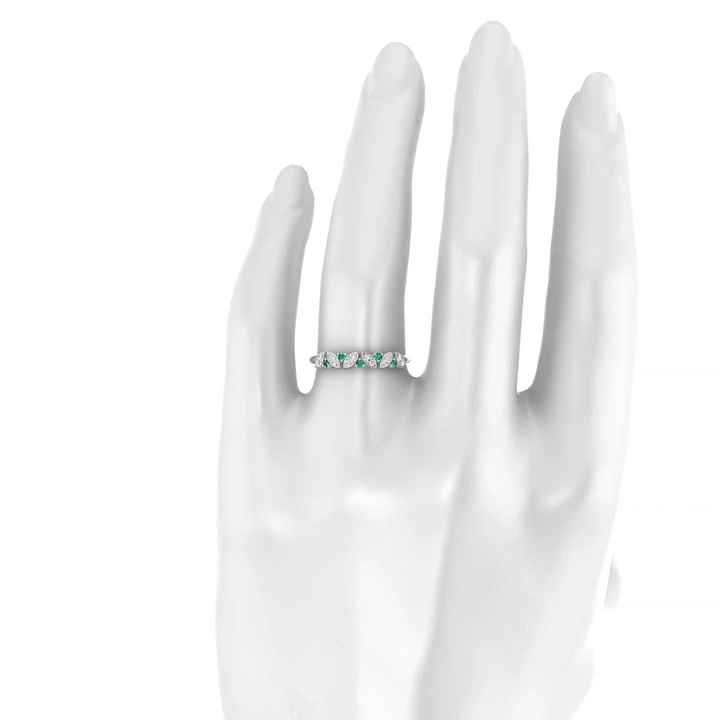 Veil | 18k White Gold 1.5 mm Round Emerald Ring