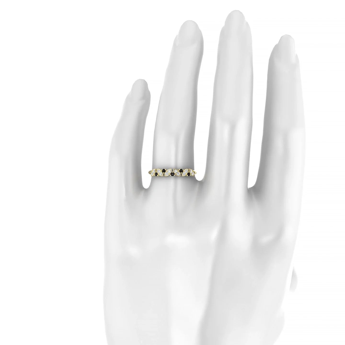 Veil | 18k Yellow Gold 1.5 mm Round Black Diamond Ring