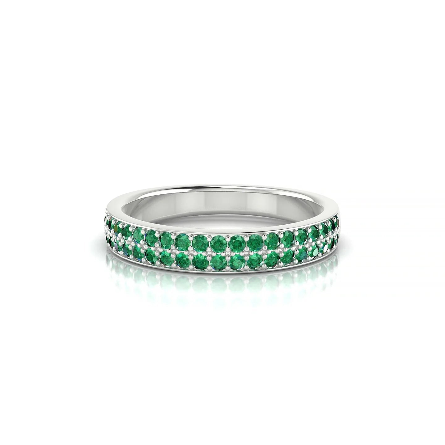Verse | 18k White Gold 1.3 mm Round Emerald Ring