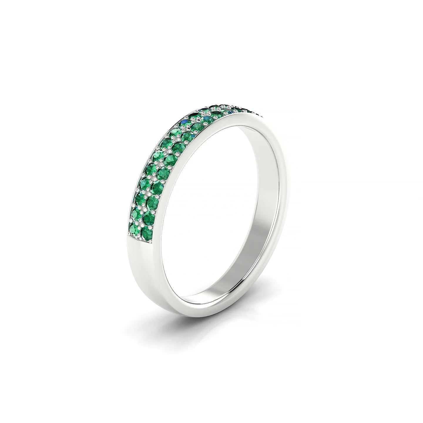 Verse | 18k White Gold 1.3 mm Round Emerald Ring