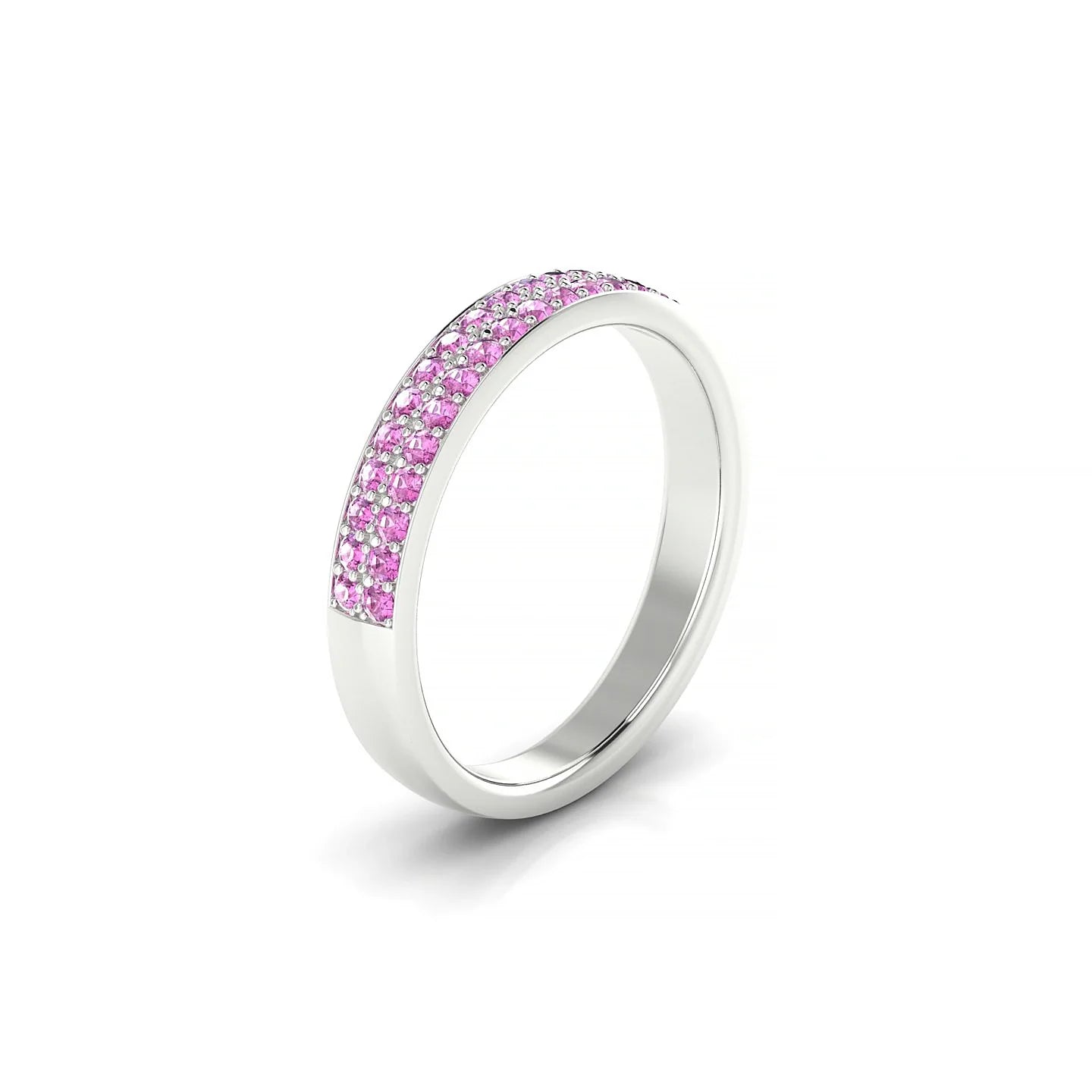Verse | 18k White Gold 1.3 mm Round Pink Sapphire Ring