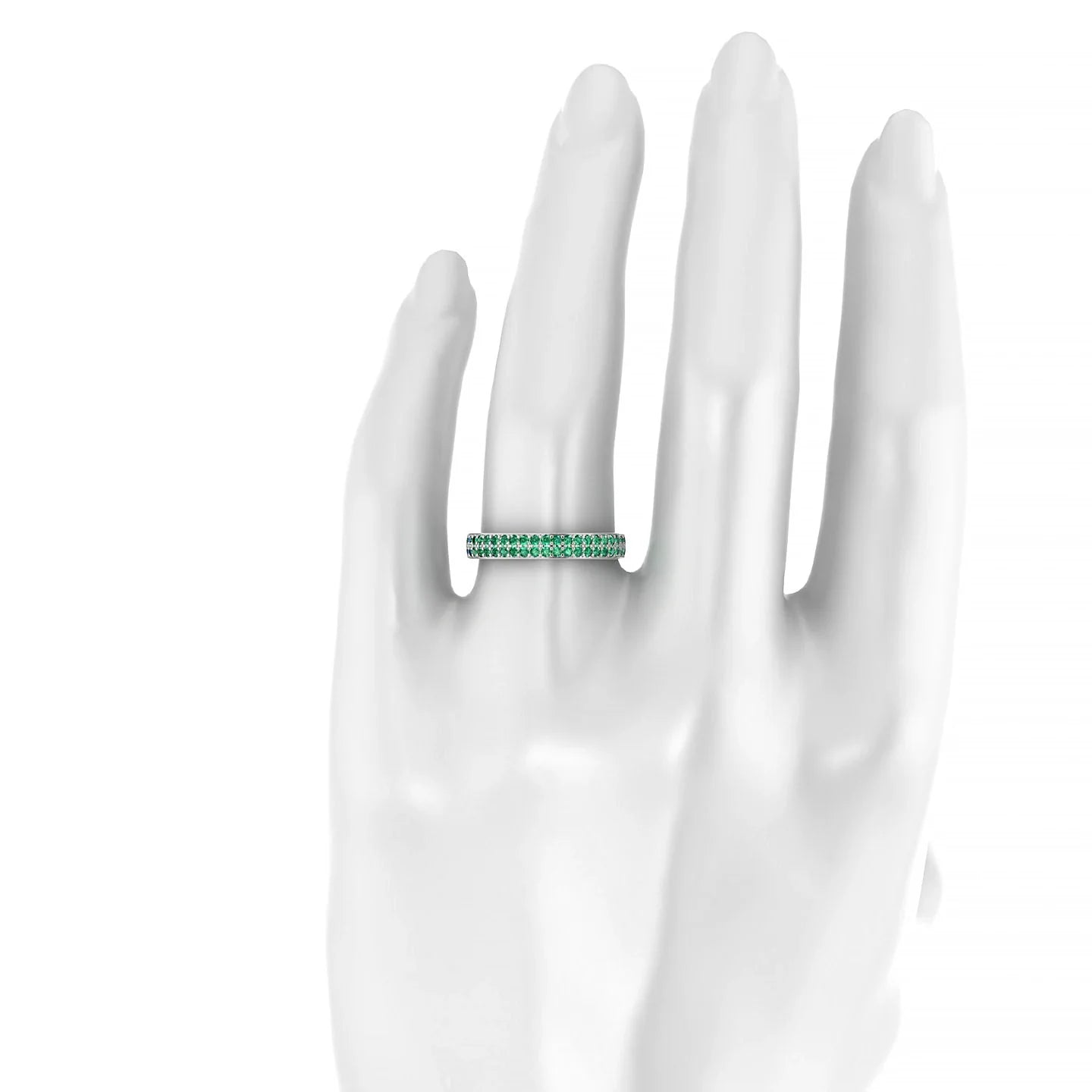 Verse | 18k White Gold 1.3 mm Round Emerald Ring