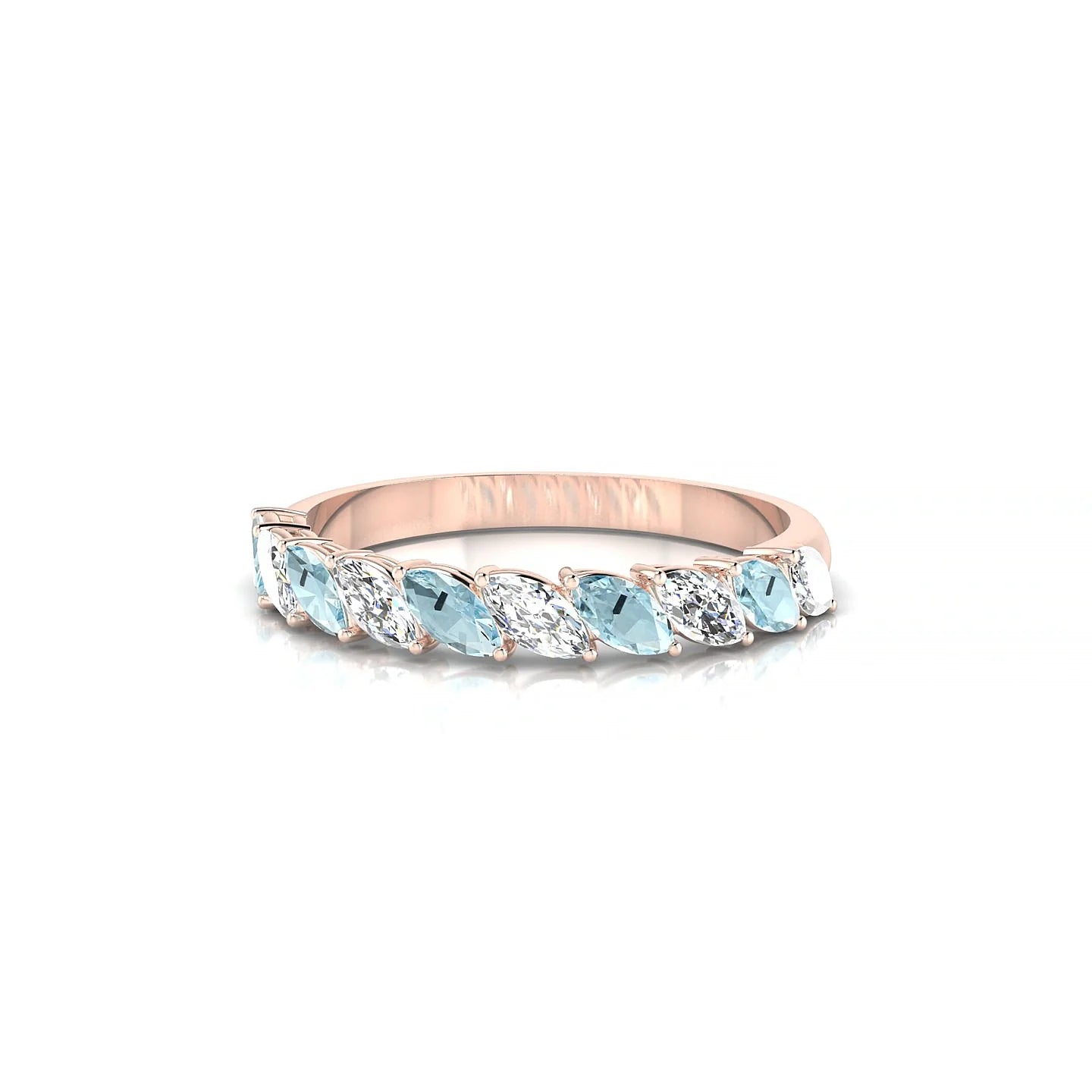 Virtue | 18k Rose Gold 4 x 2 mm Marquise Aquamarine & Diamond Ring