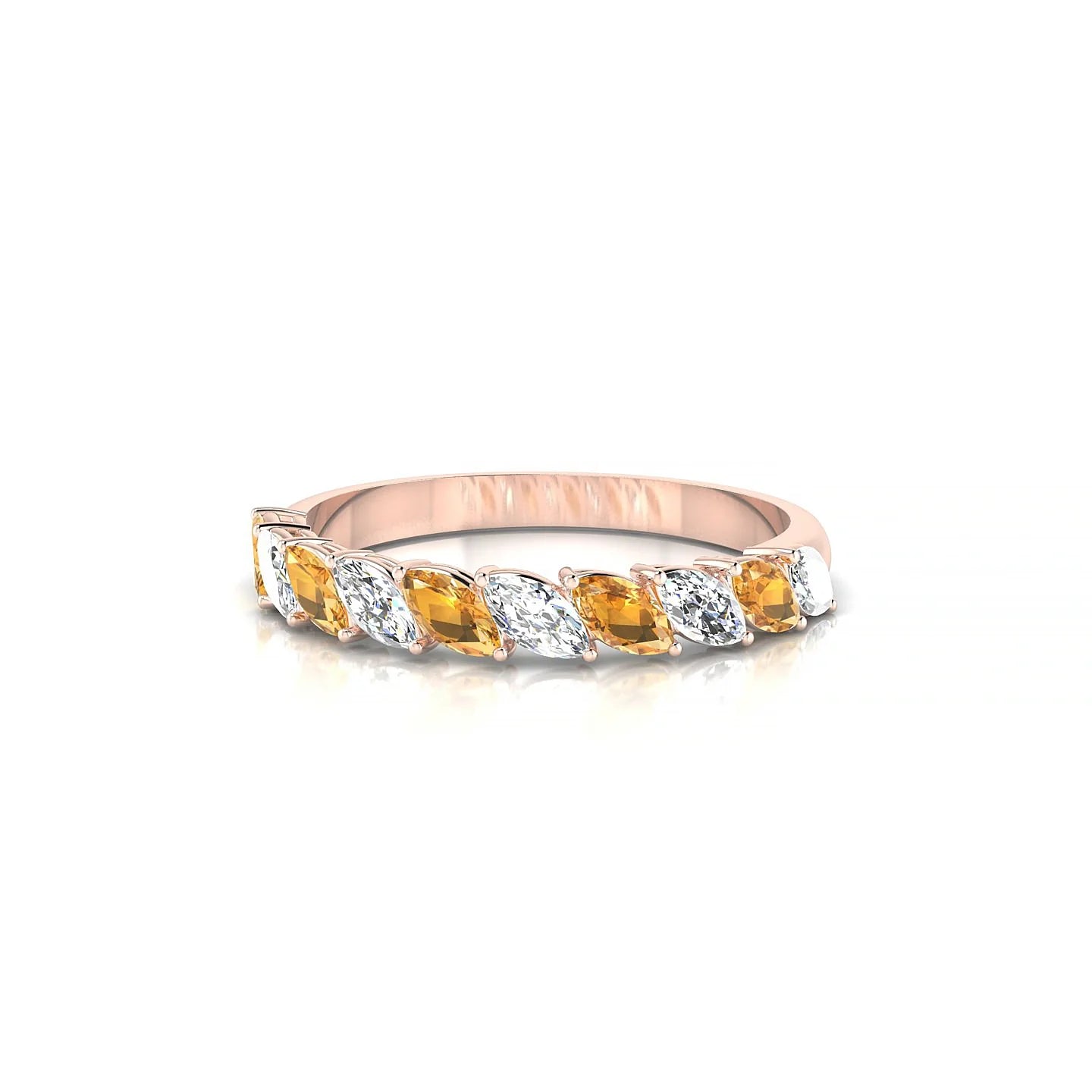 Virtue | 18k Rose Gold 4 x 2 mm Marquise Citrine & Diamond Ring