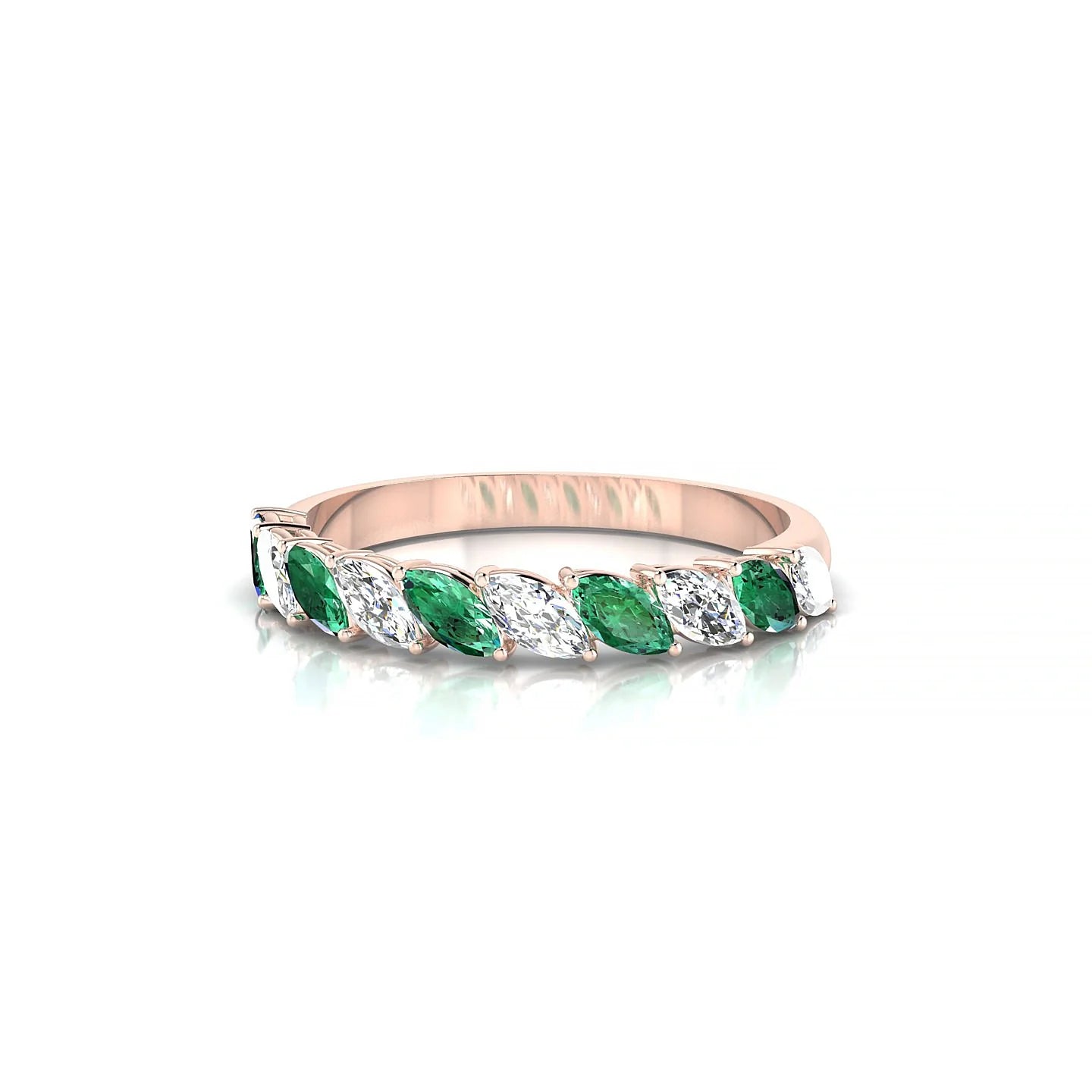 Virtue | 18k Rose Gold 4 x 2 mm Marquise Emerald & Diamond Ring