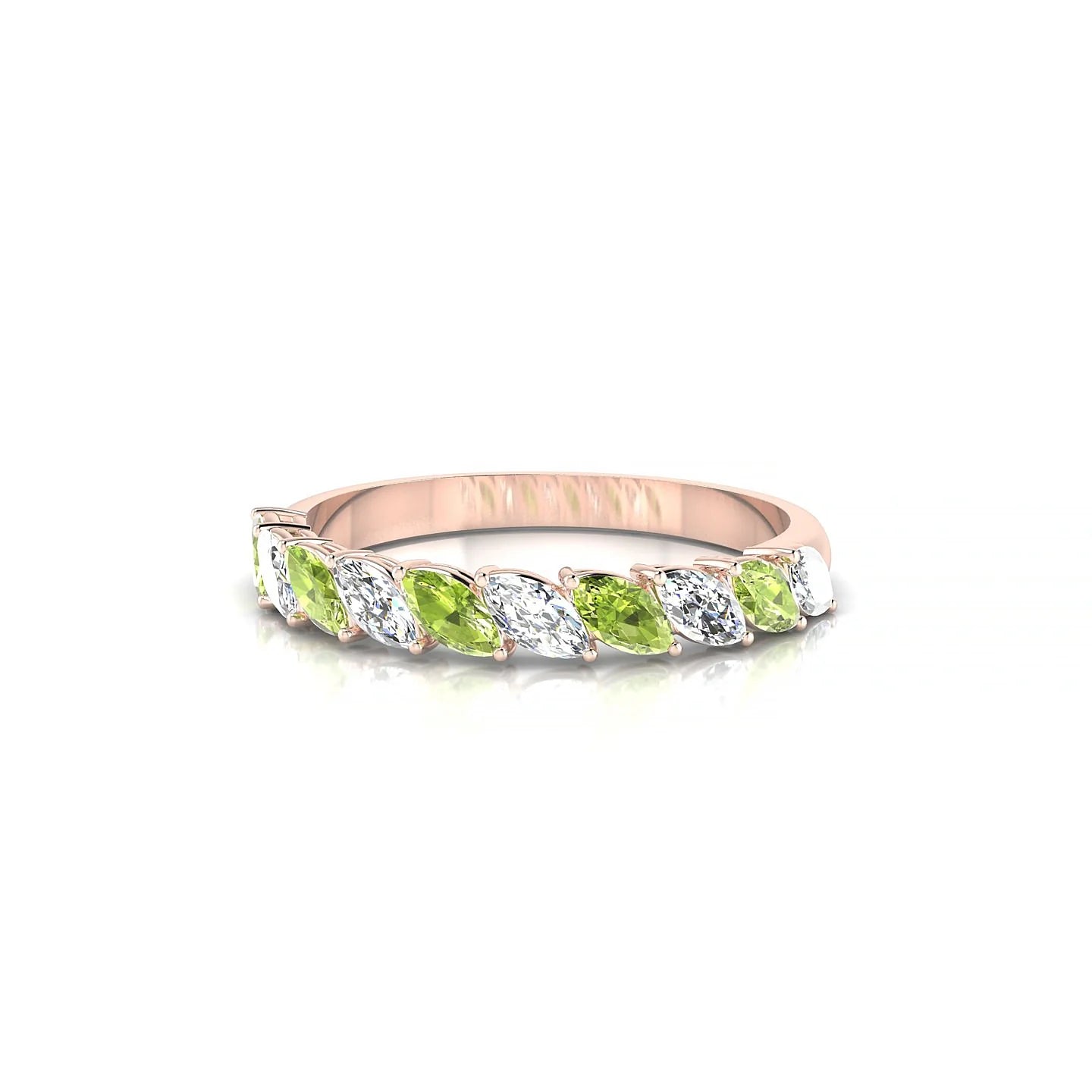 Virtue | 18k Rose Gold 4 x 2 mm Marquise Peridot & Diamond Ring