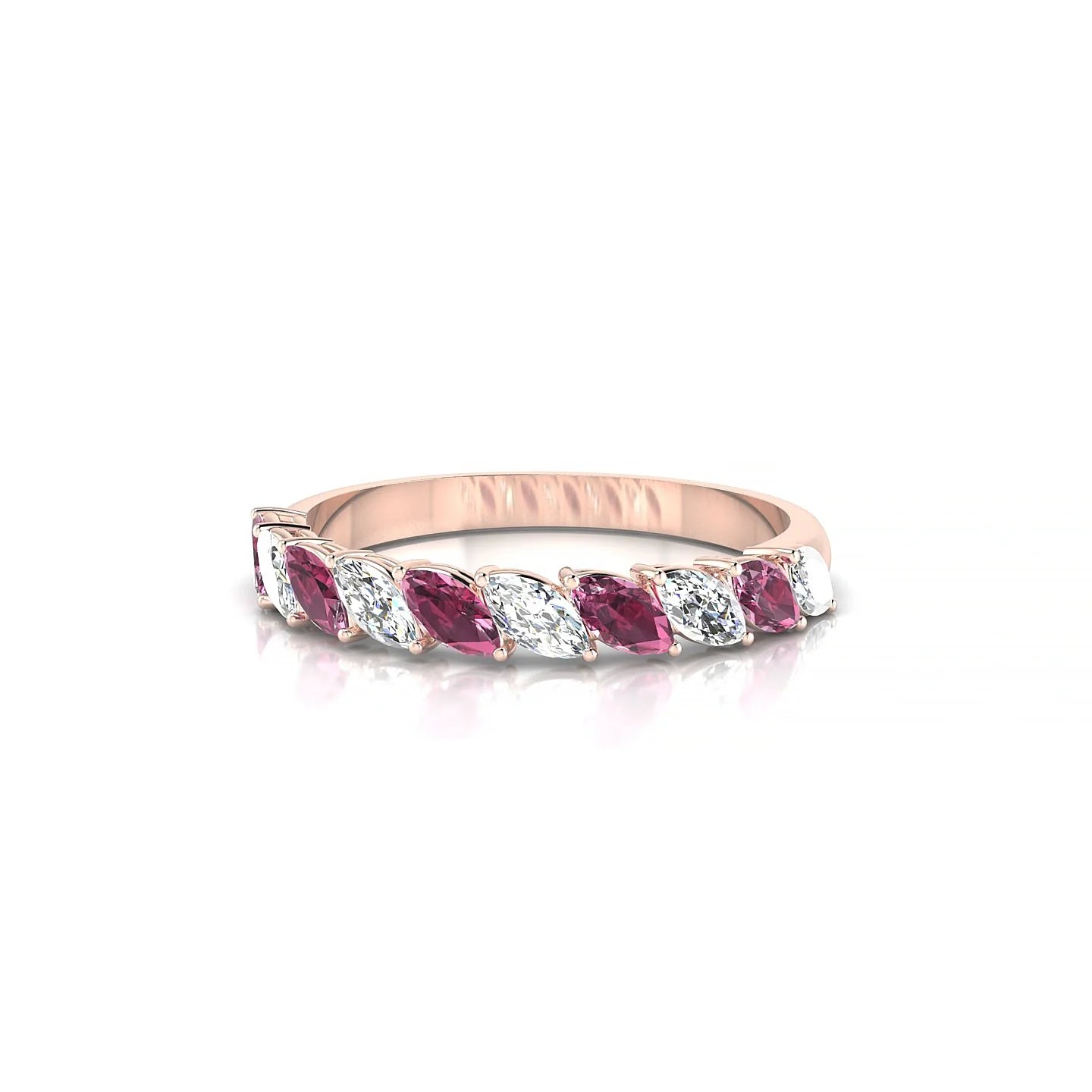 Virtue | 18k Rose Gold 4 x 2 mm Marquise Rhodolite & Diamond Ring
