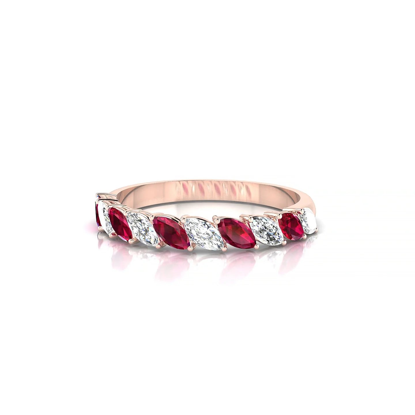 Virtue | 18k Rose Gold 4 x 2 mm Marquise Ruby & Diamond Ring