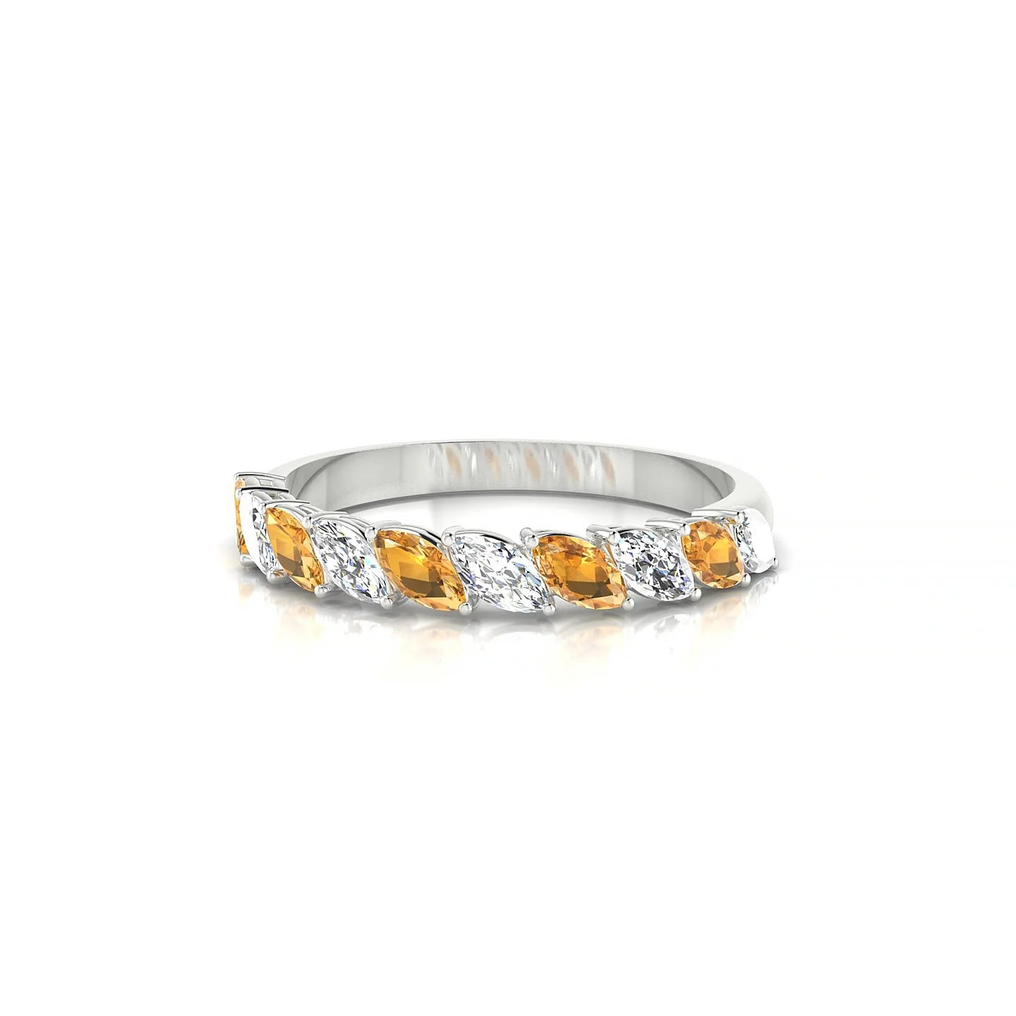 Virtue | 18k White Gold 4 x 2 mm Marquise Citrine & Diamond Ring