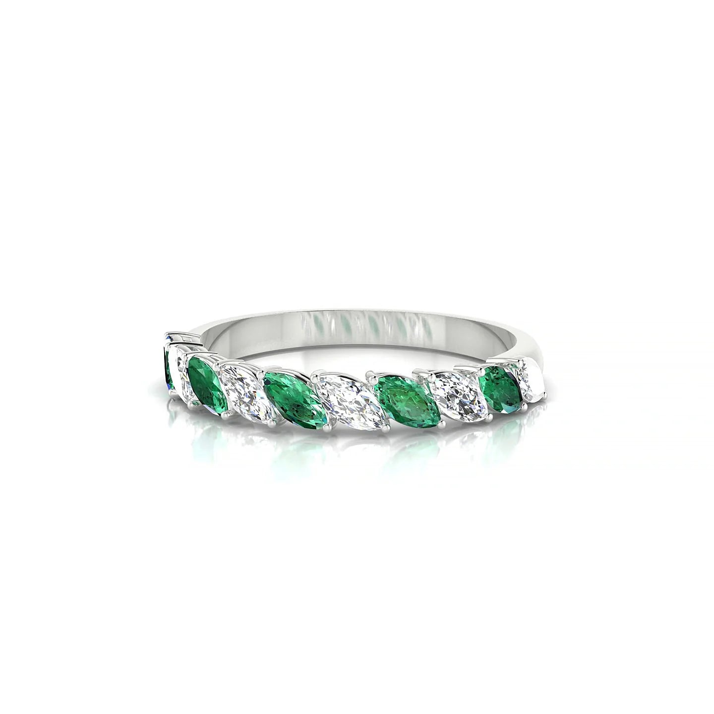 Virtue | 18k White Gold 4 x 2 mm Marquise Emerald & Diamond Ring