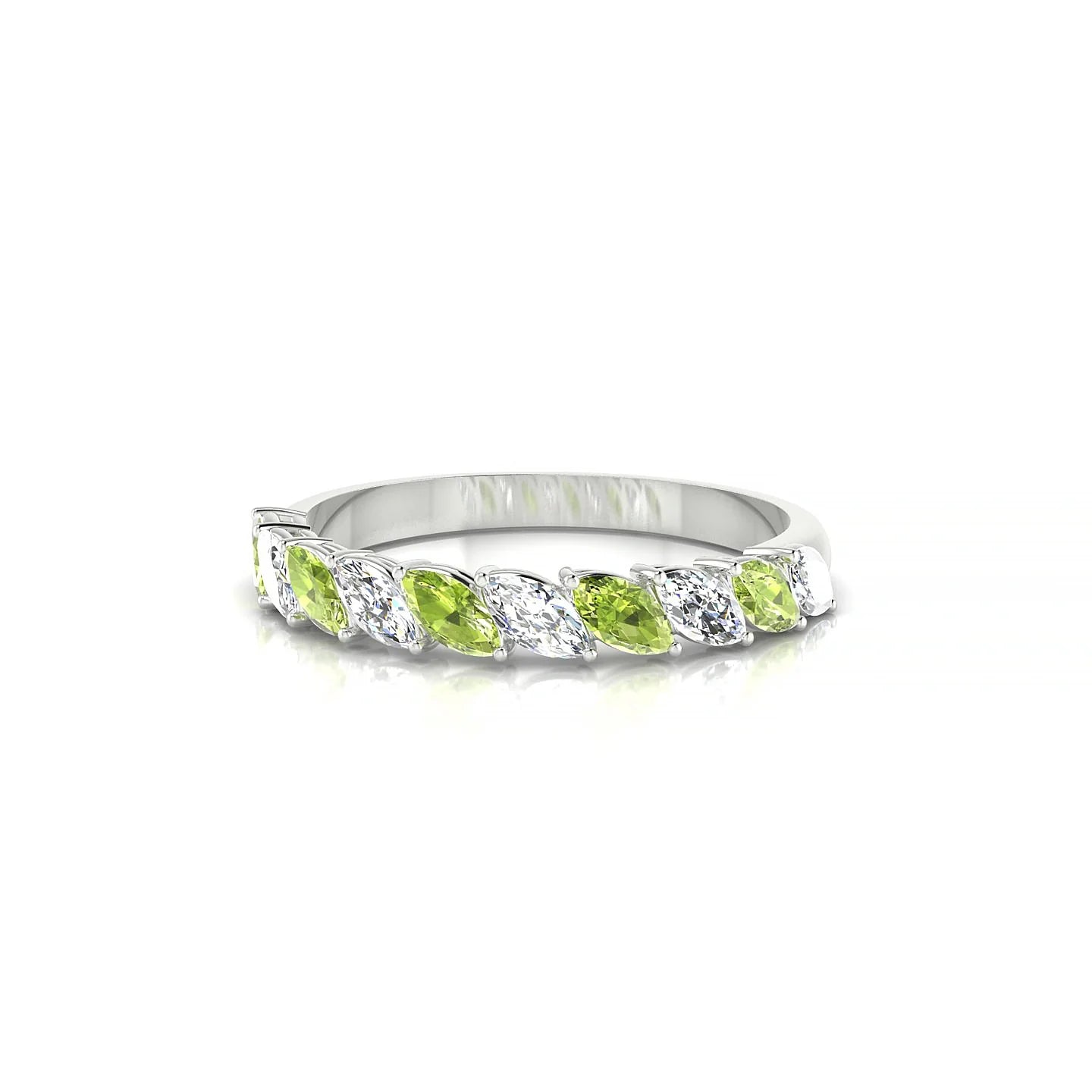 Virtue | 18k White Gold 4 x 2 mm Marquise Peridot & Diamond Ring