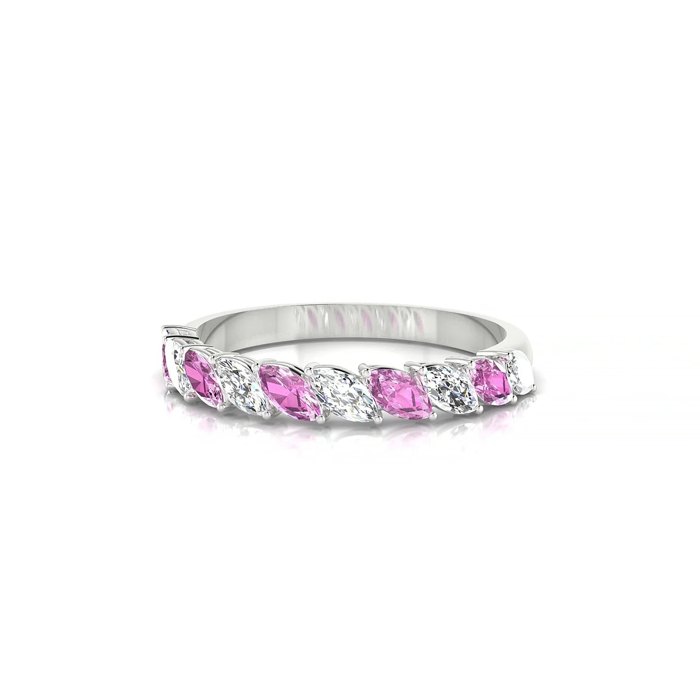 Virtue | 18k White Gold 4 x 2 mm Marquise Pink Sapphire & Diamond Ring