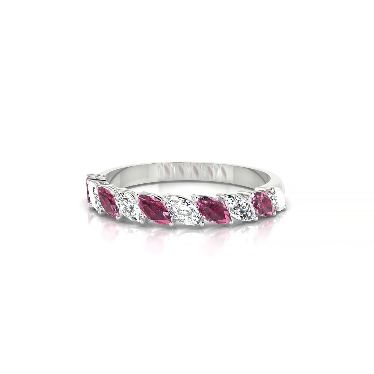 Virtue | 18k White Gold 4 x 2 mm Marquise Rhodolite & Diamond Ring