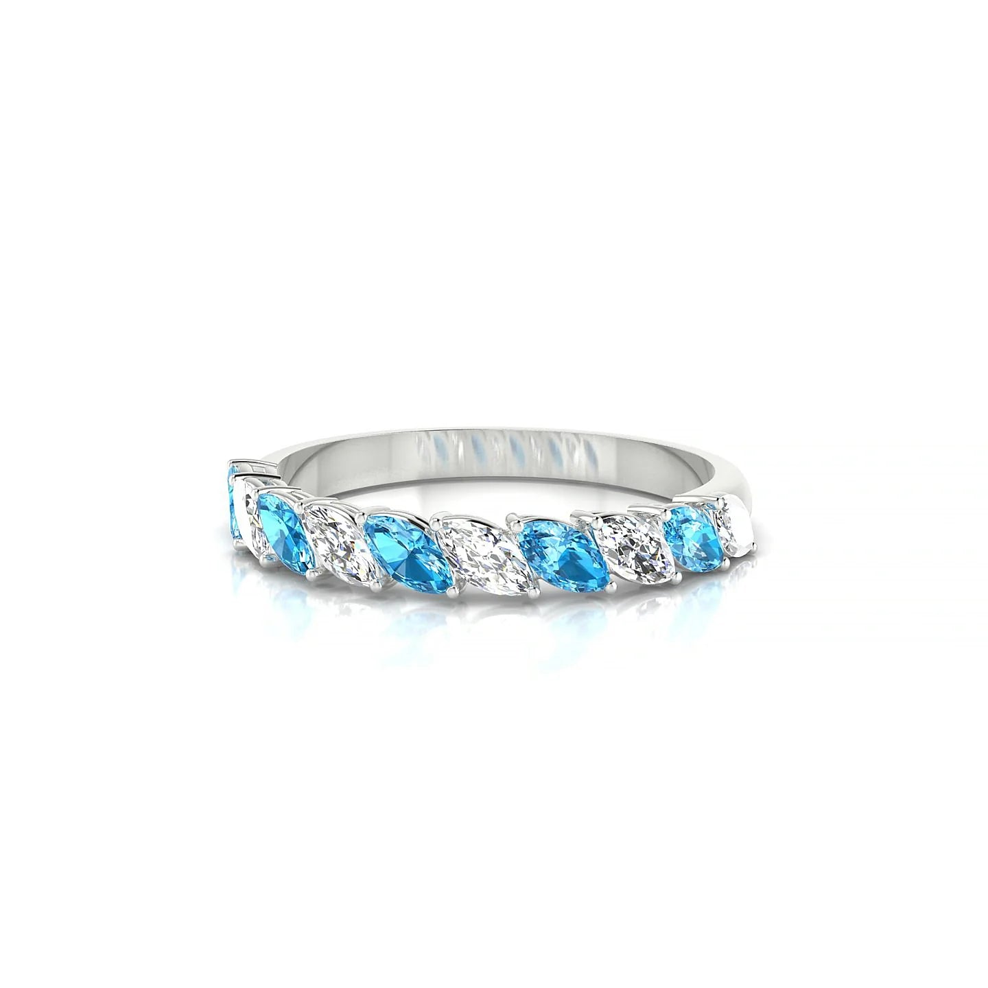 Virtue | 18k White Gold 4 x 2 mm Marquise Topaz & Diamond Ring