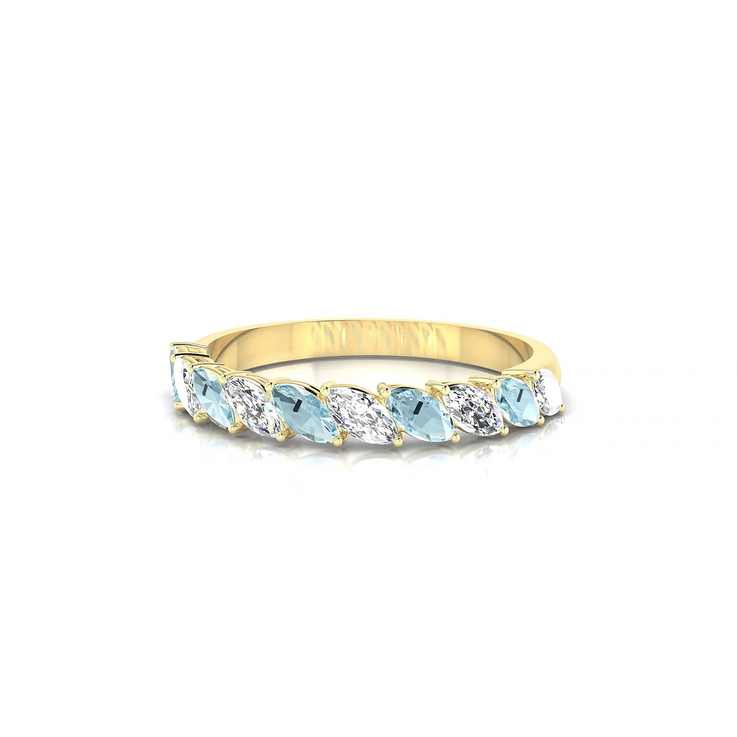 Virtue | 18k Yellow Gold 4 x 2 mm Marquise Aquamarine & Diamond Ring
