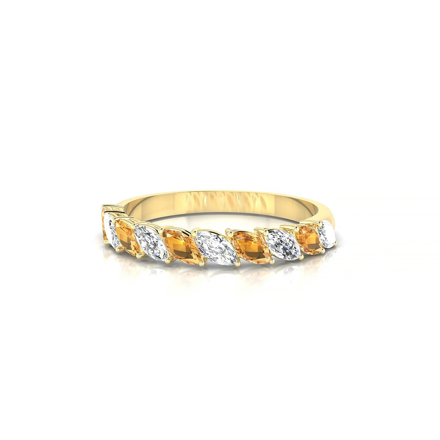 Virtue | 18k Yellow Gold 4 x 2 mm Marquise Citrine & Diamond Ring