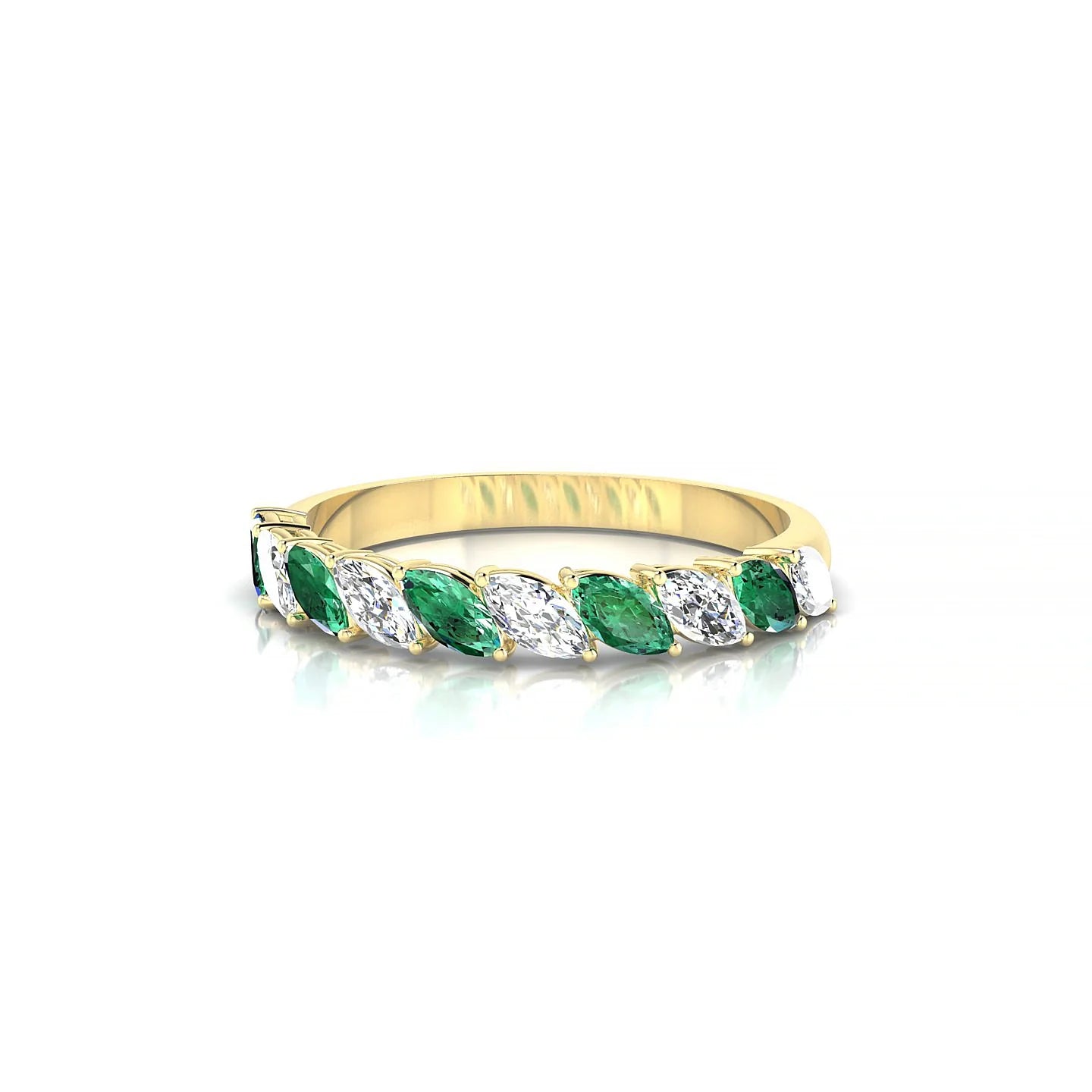 Virtue | 18k Yellow Gold 4 x 2 mm Marquise Emerald & Diamond Ring