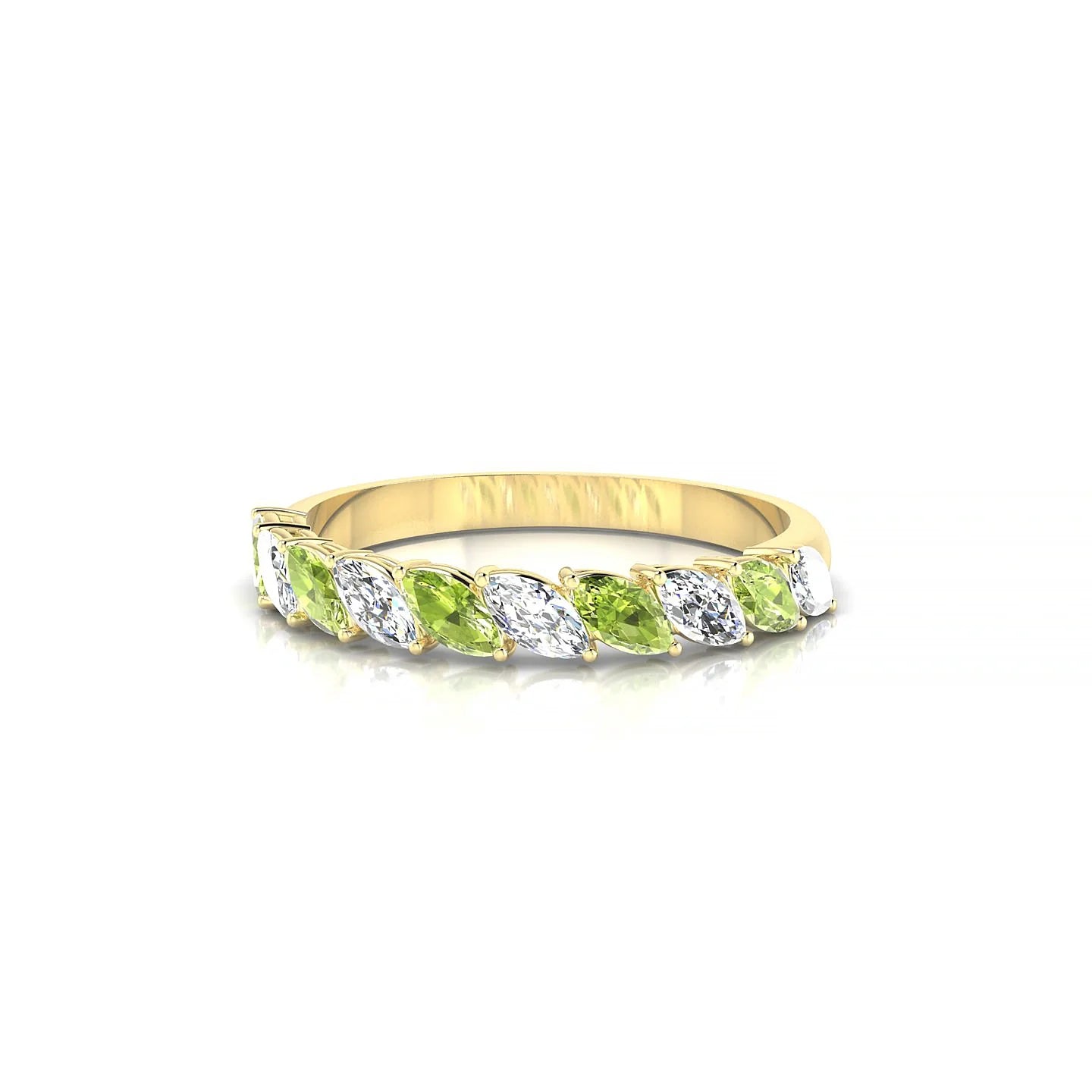 Virtue | 18k Yellow Gold 4 x 2 mm Marquise Peridot & Diamond Ring