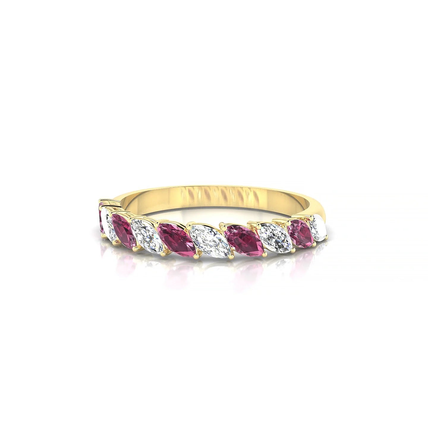 Virtue | 18k Yellow Gold 4 x 2 mm Marquise Rhodolite & Diamond Ring