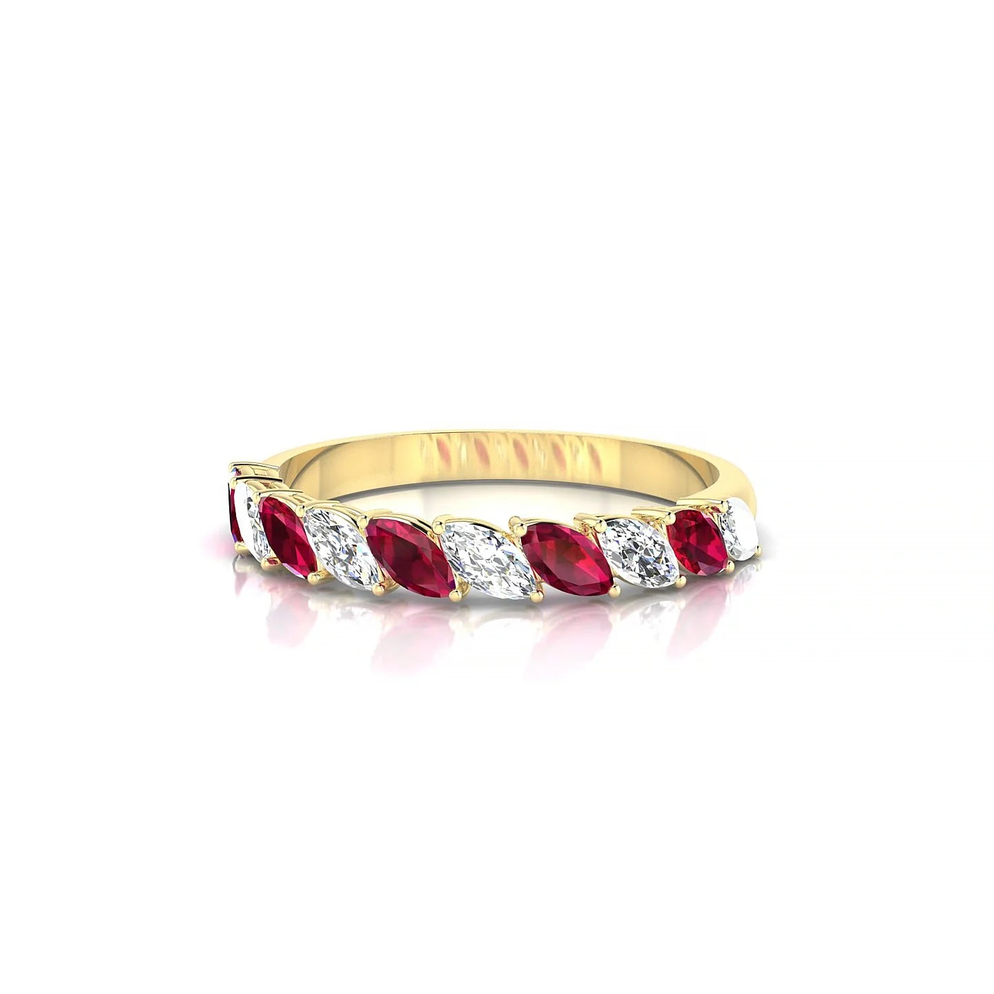 Virtue | 18k Yellow Gold 4 x 2 mm Marquise Ruby & Diamond Ring