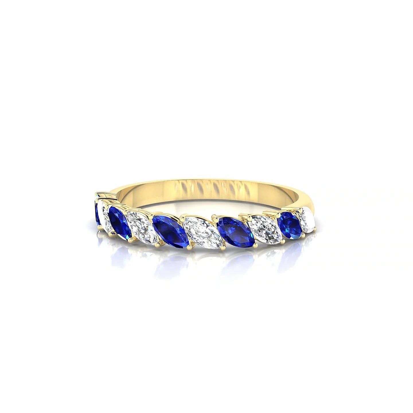 Virtue | 18k Yellow Gold 4 x 2 mm Marquise Sapphire & Diamond Ring