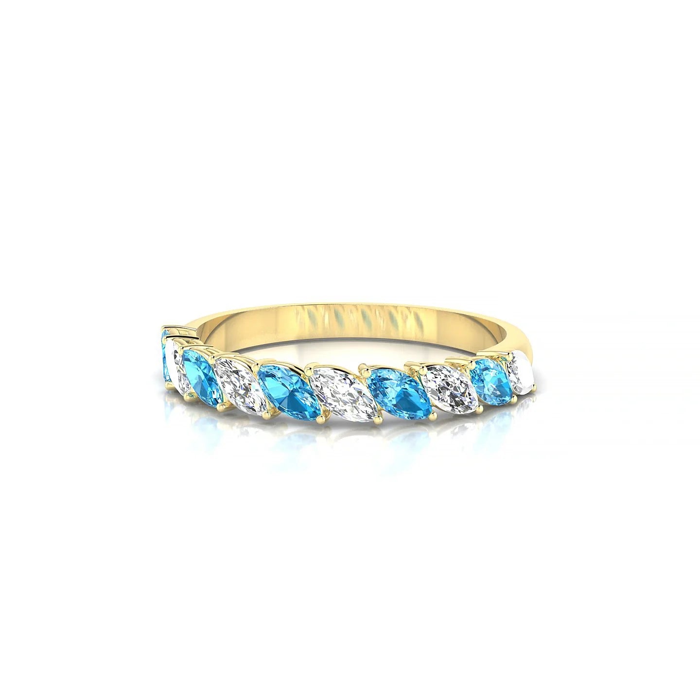 Virtue | 18k Yellow Gold 4 x 2 mm Marquise Topaz & Diamond Ring