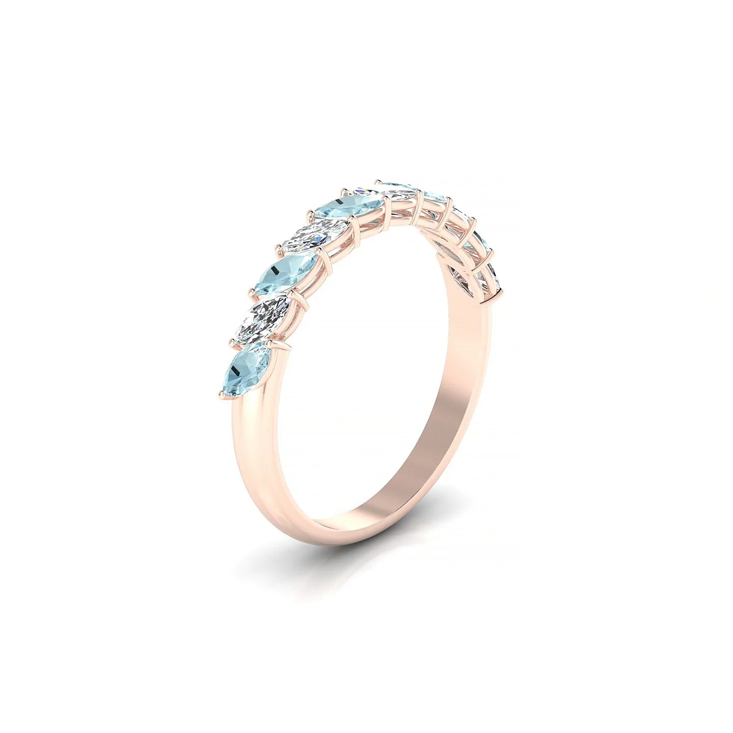 Virtue | 18k Rose Gold 4 x 2 mm Marquise Aquamarine & Diamond Ring