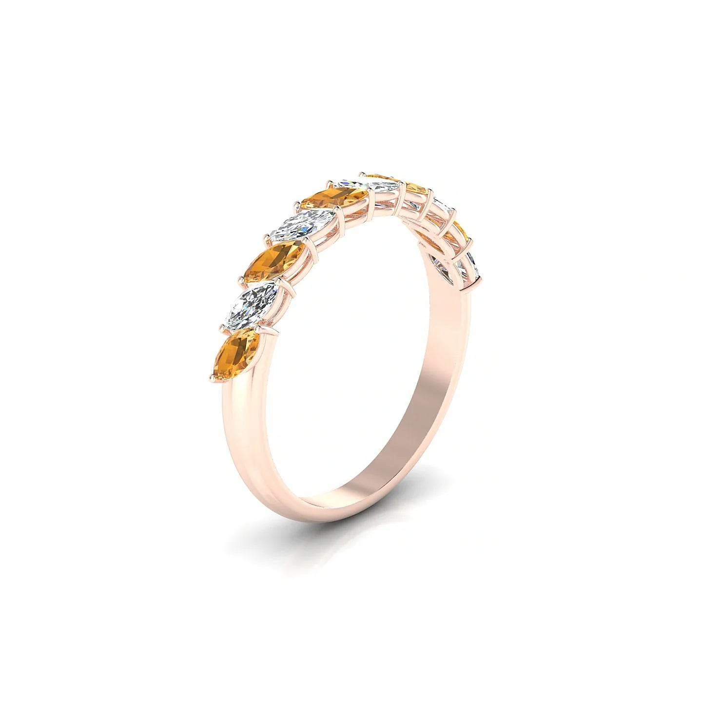 Virtue | 18k Rose Gold 4 x 2 mm Marquise Citrine & Diamond Ring
