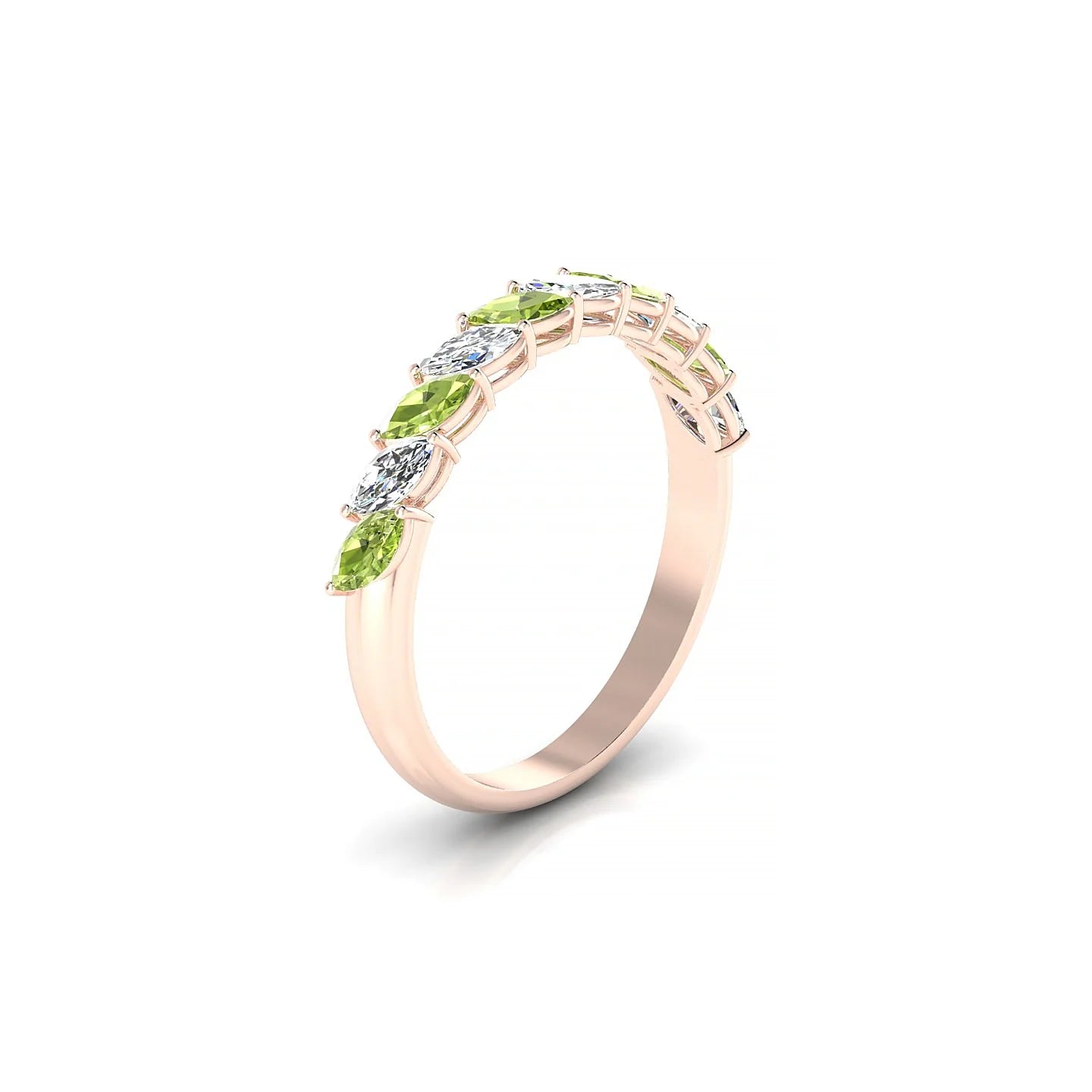 Virtue | 18k Rose Gold 4 x 2 mm Marquise Peridot & Diamond Ring