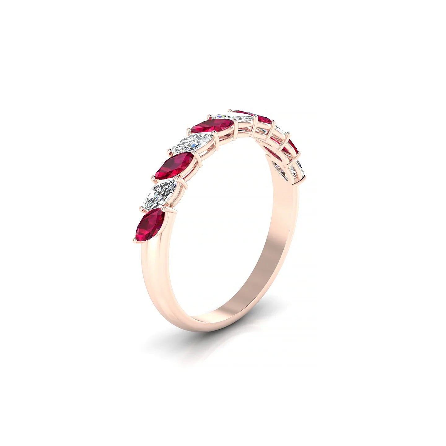 Virtue | 18k Rose Gold 4 x 2 mm Marquise Ruby & Diamond Ring