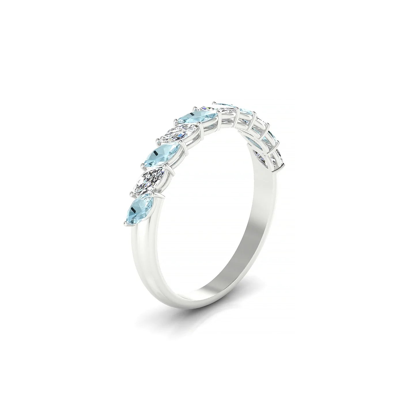 Virtue | 18k White Gold 4 x 2 mm Marquise Aquamarine & Diamond Ring